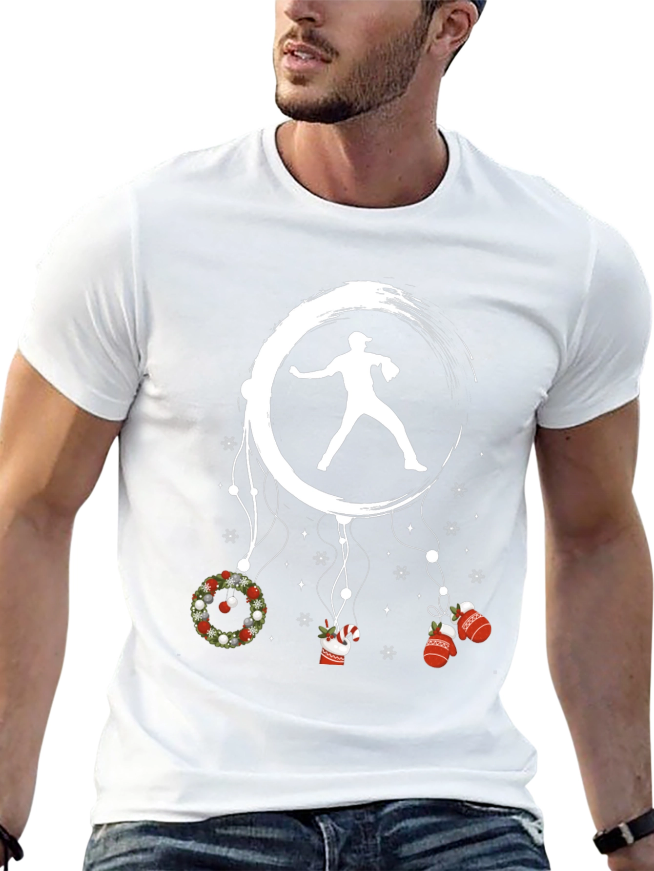 Baseball Christmas T-Shirt Pitcher Design