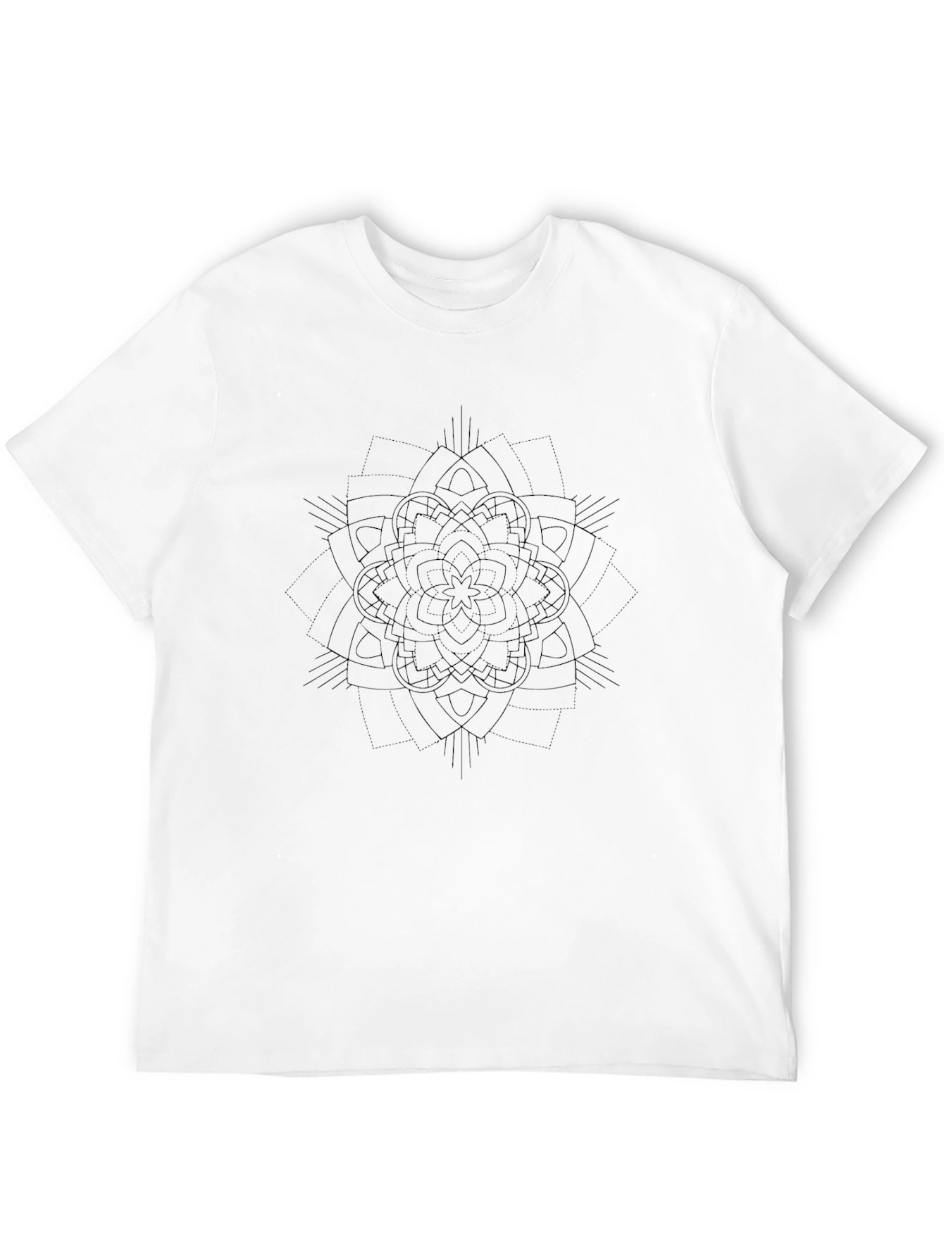 Mens Black Graphic Tee - Subtle Mandala Design