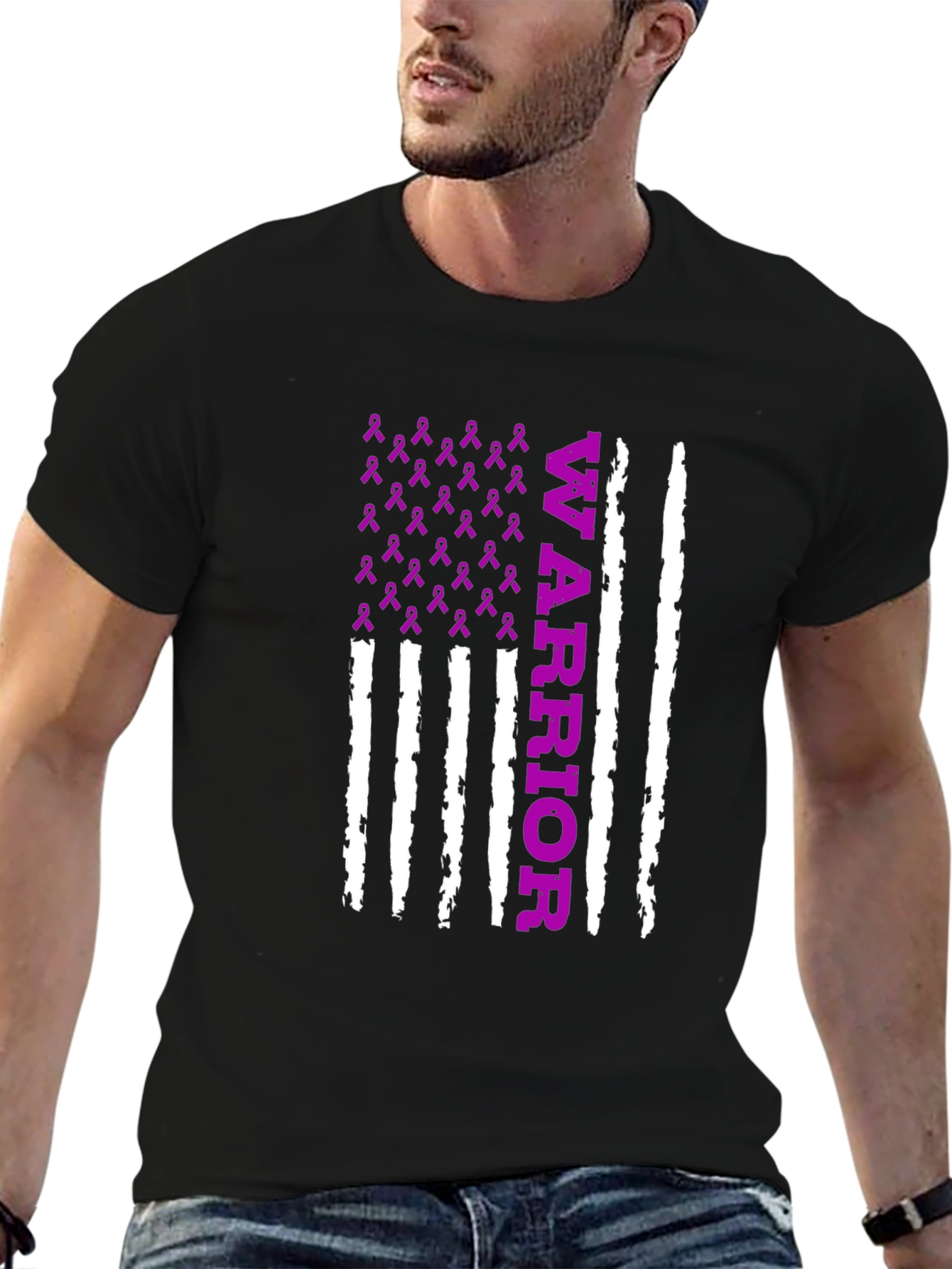 Warrior Purple Ribbon Flag T-Shirt