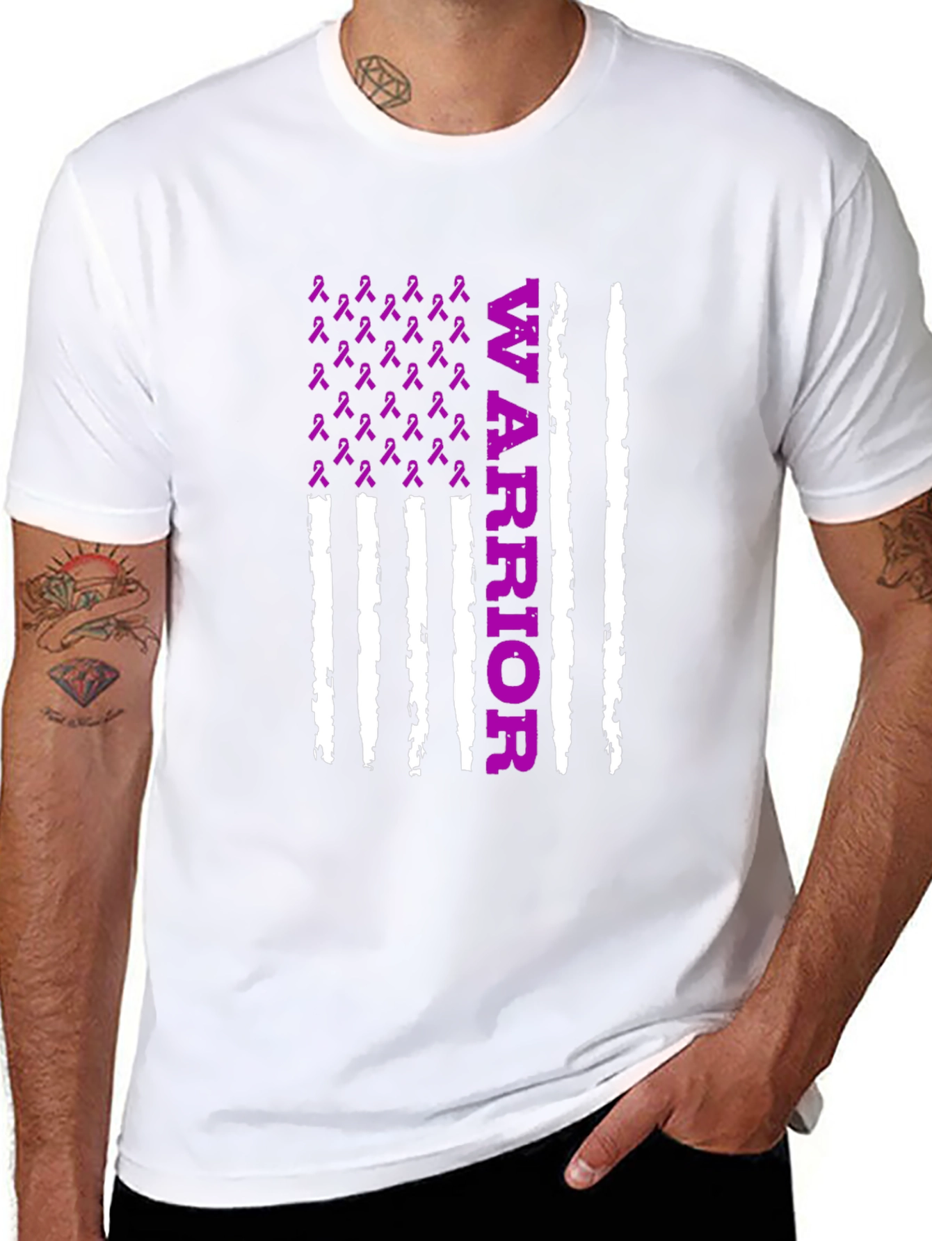 Warrior Purple Ribbon Flag T-Shirt
