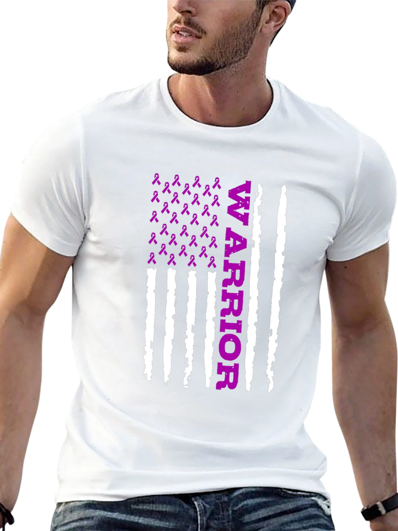 Warrior Purple Ribbon Flag T-Shirt