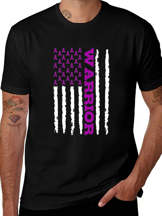 Warrior Purple Ribbon Flag T-Shirt