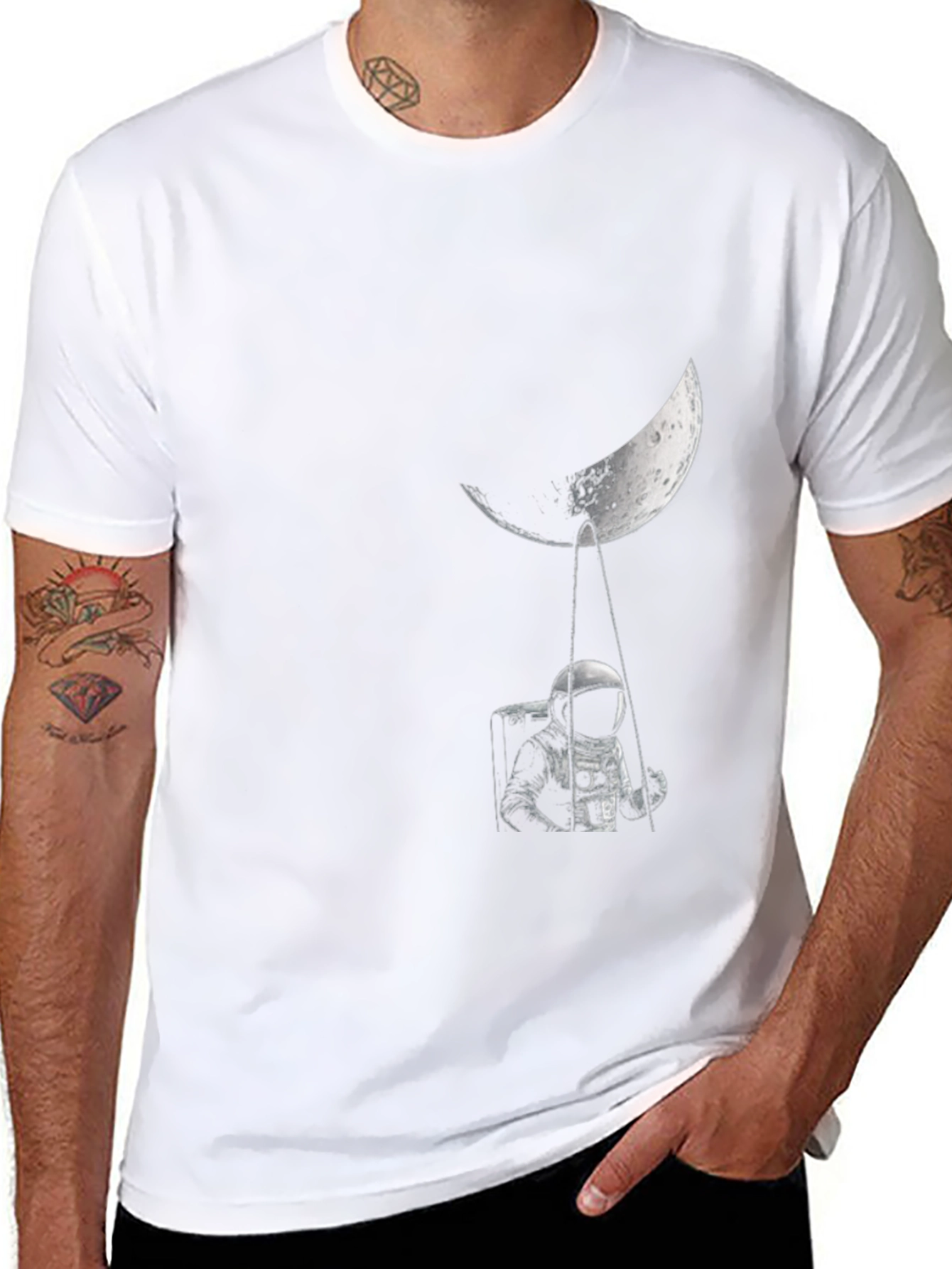 Astronaut Moon Swing Graphic Tee - Unisex Black T-Shirt