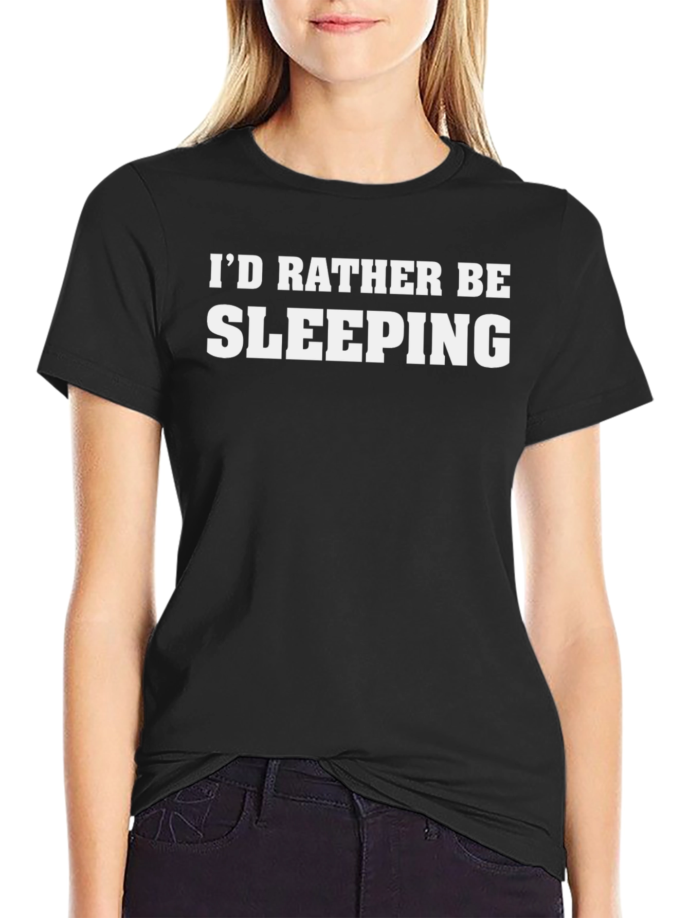 Id Rather Be Sleeping T-Shirt - Black Cotton