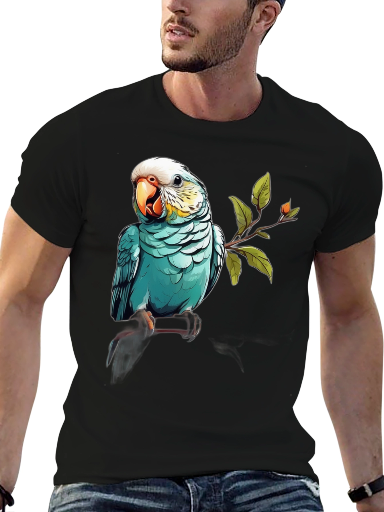 Parrot Graphic T-Shirt - Black Cotton Tee