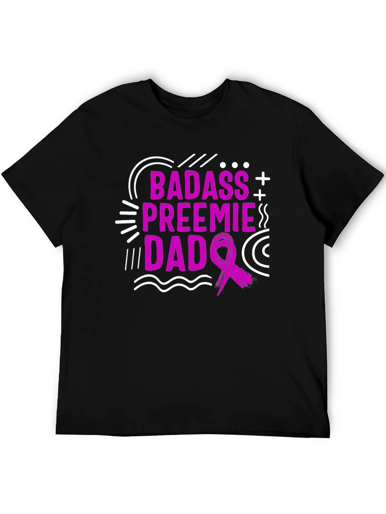 Badass Preemie Dad Black T-Shirt