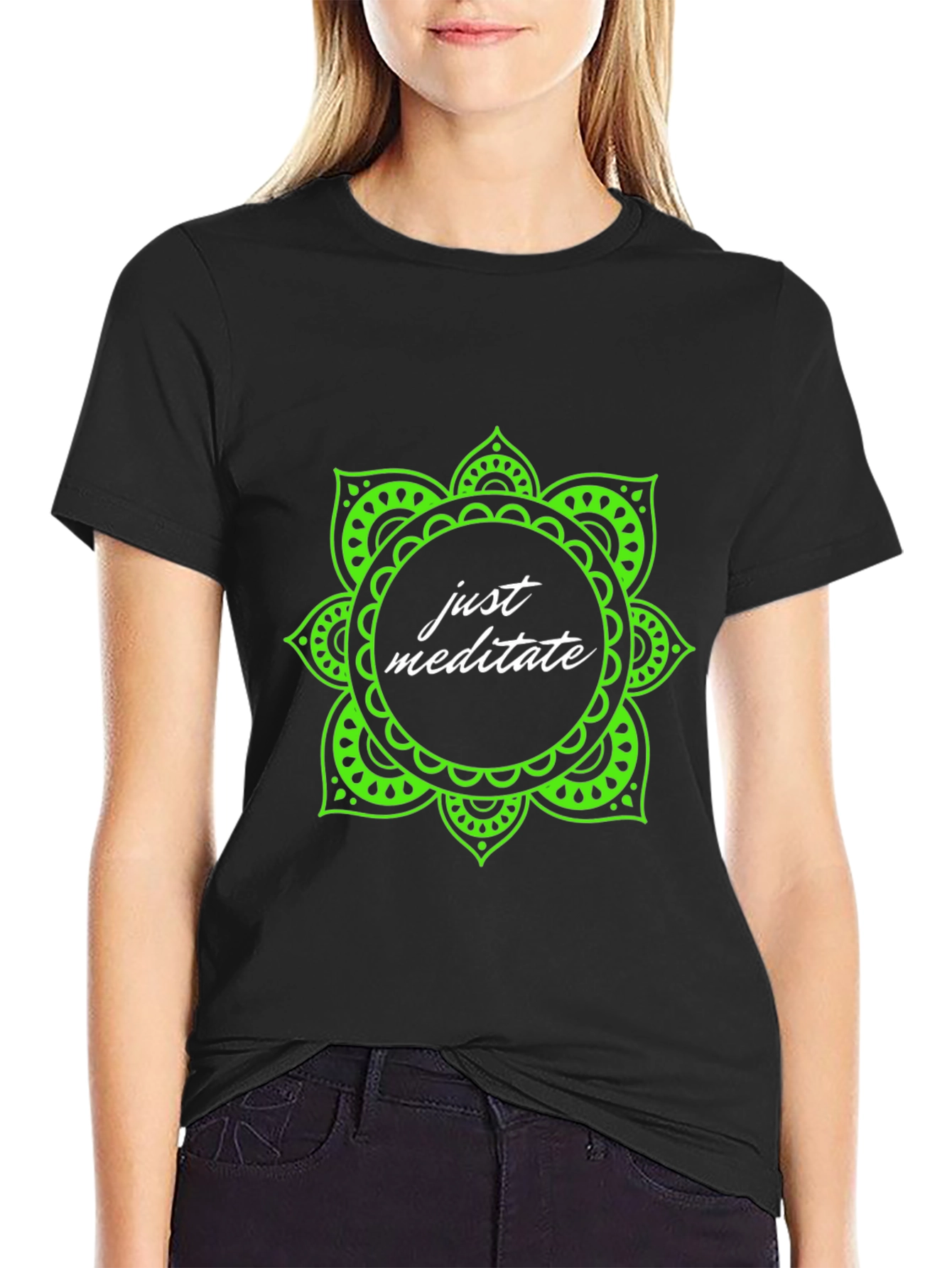 Just Meditate Black Graphic Tee