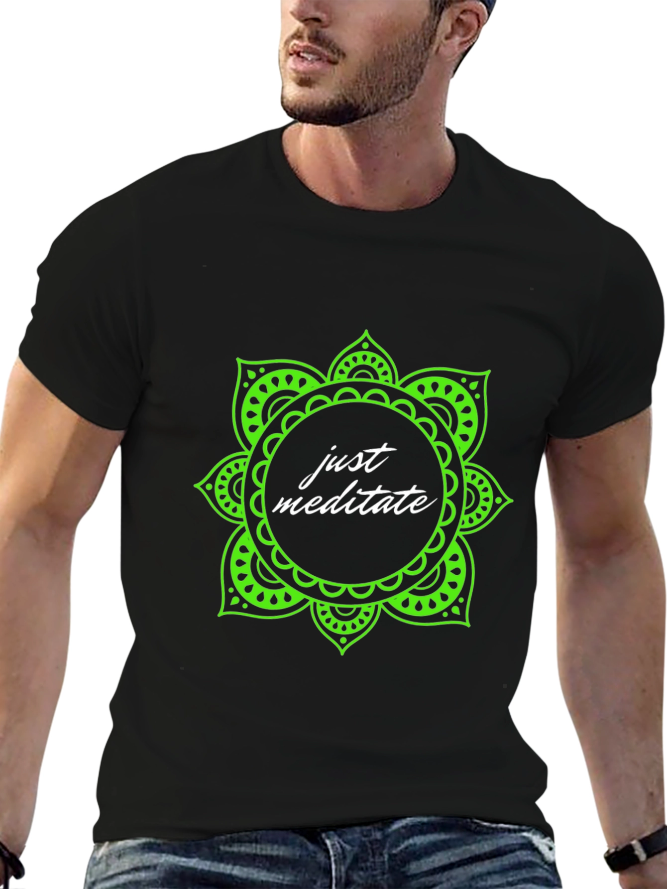 Just Meditate Black Graphic Tee