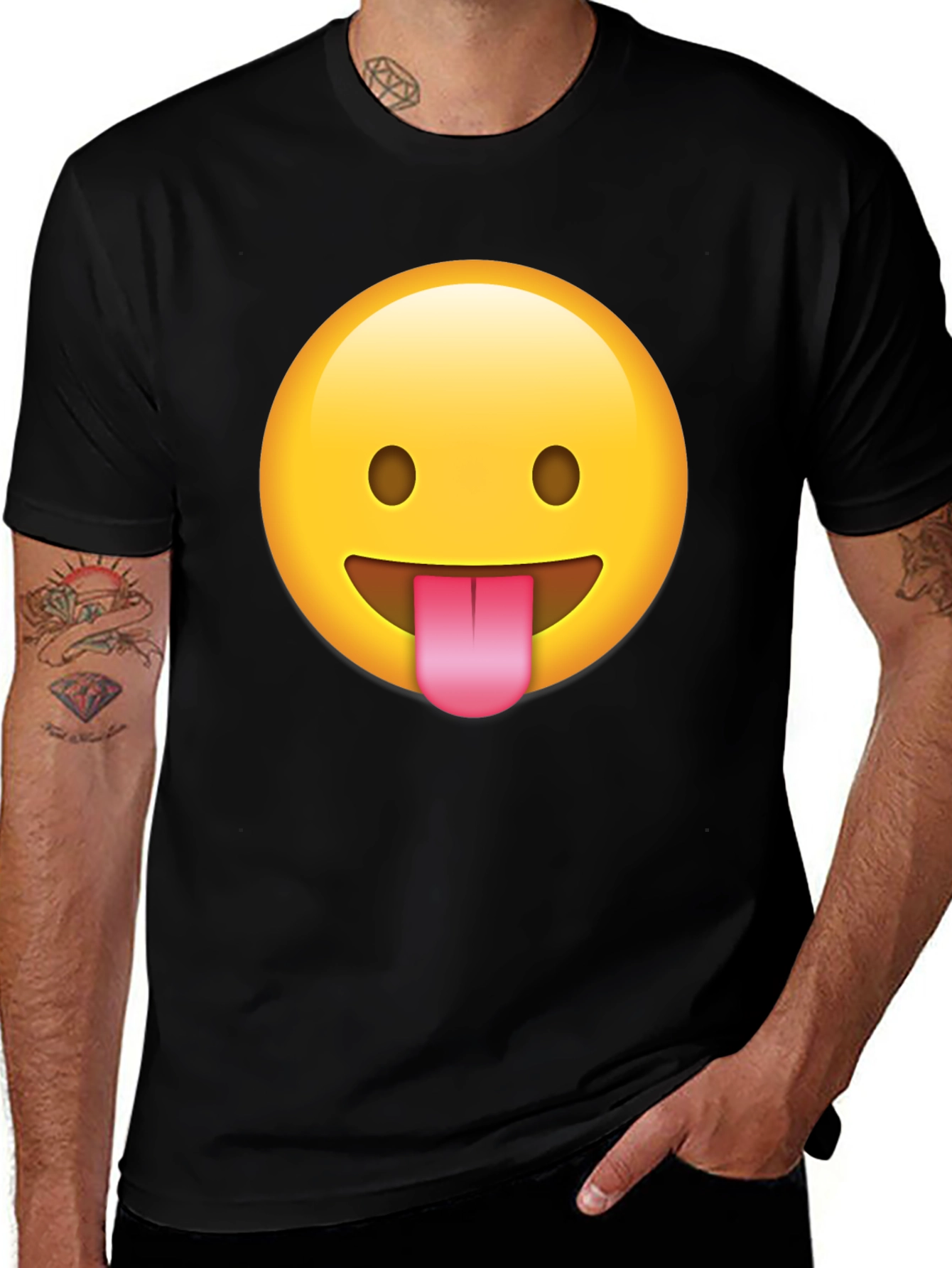 Emoji Tongue T-Shirt - Black