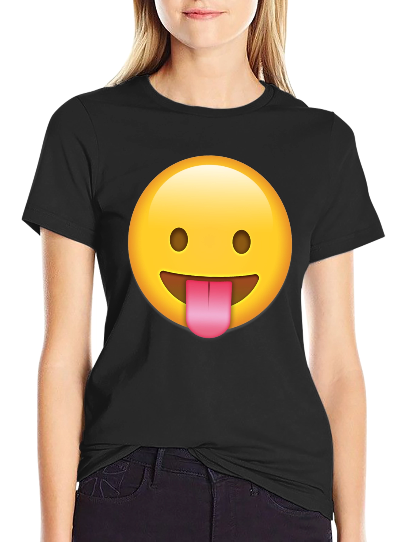 Emoji Tongue T-Shirt - Black