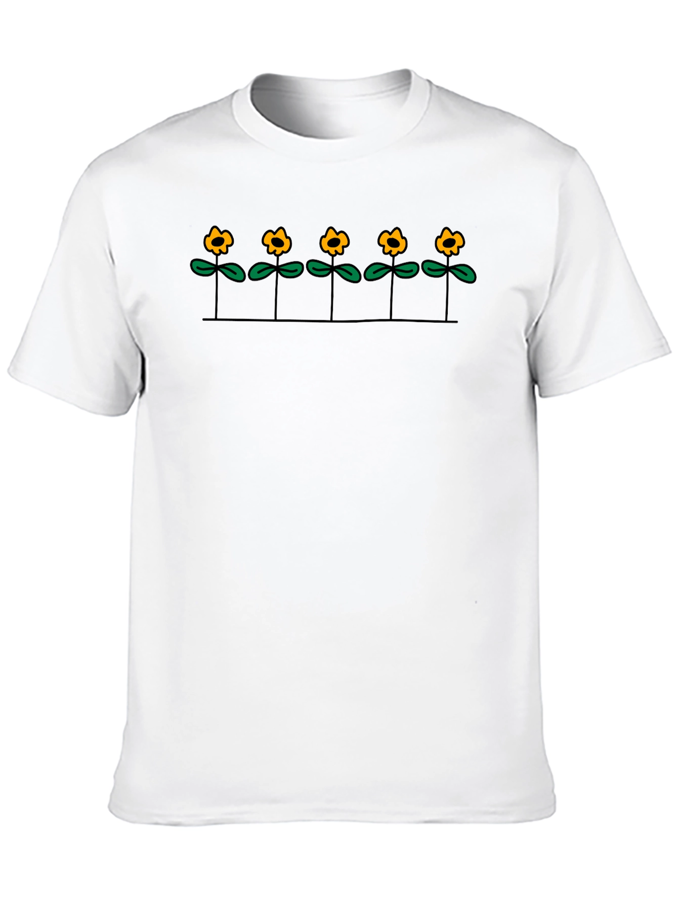Black T-Shirt with Floral Graphic