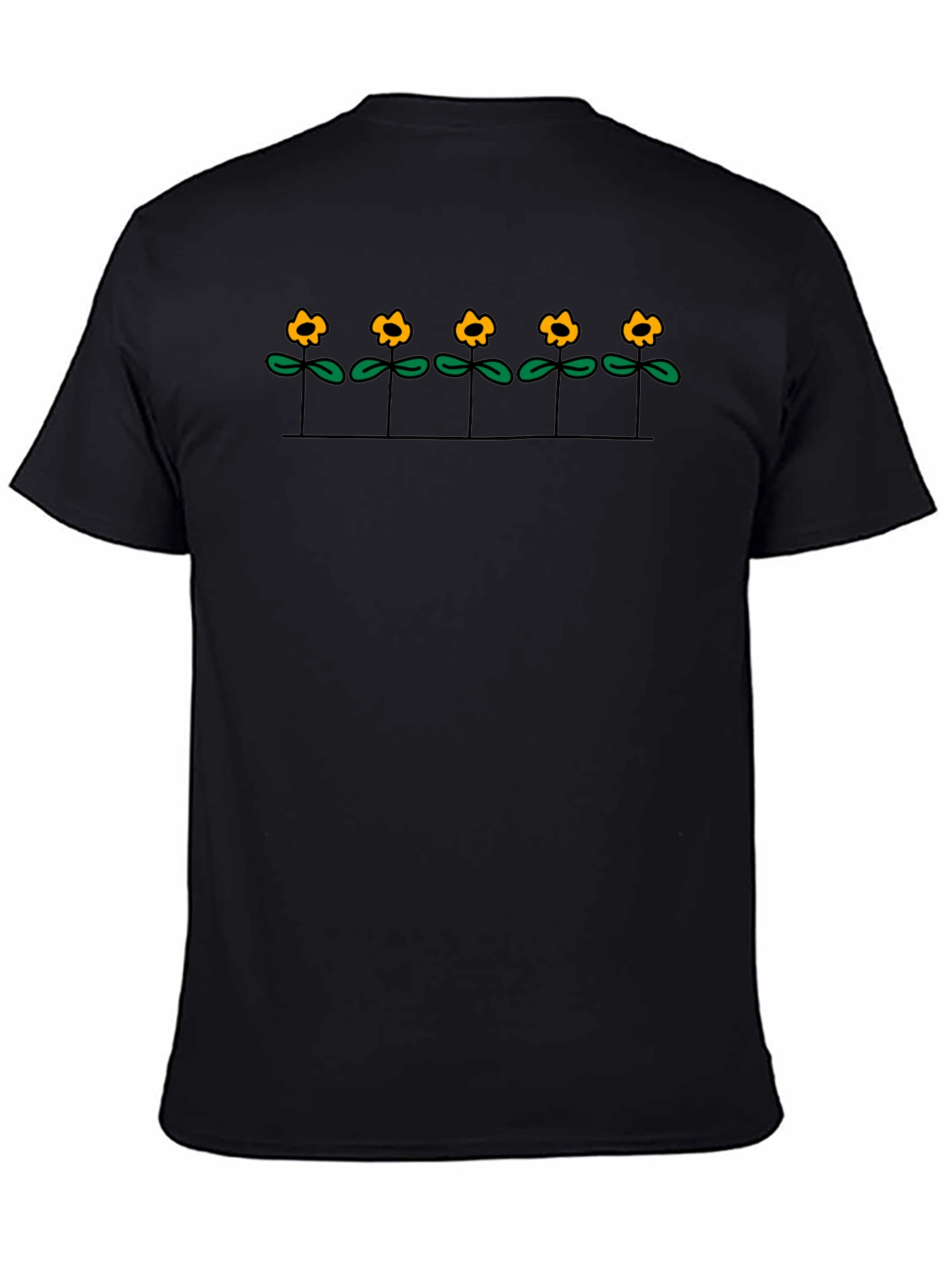 Black T-Shirt with Floral Graphic