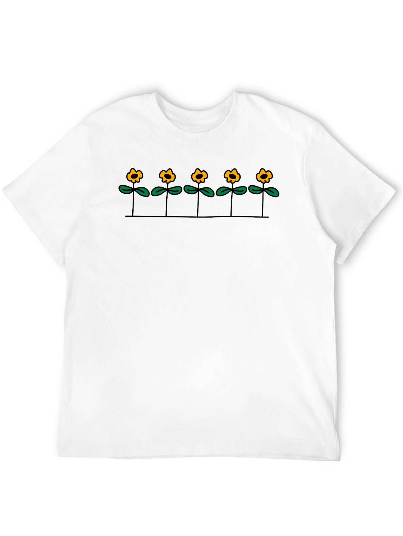 Black T-Shirt with Floral Graphic