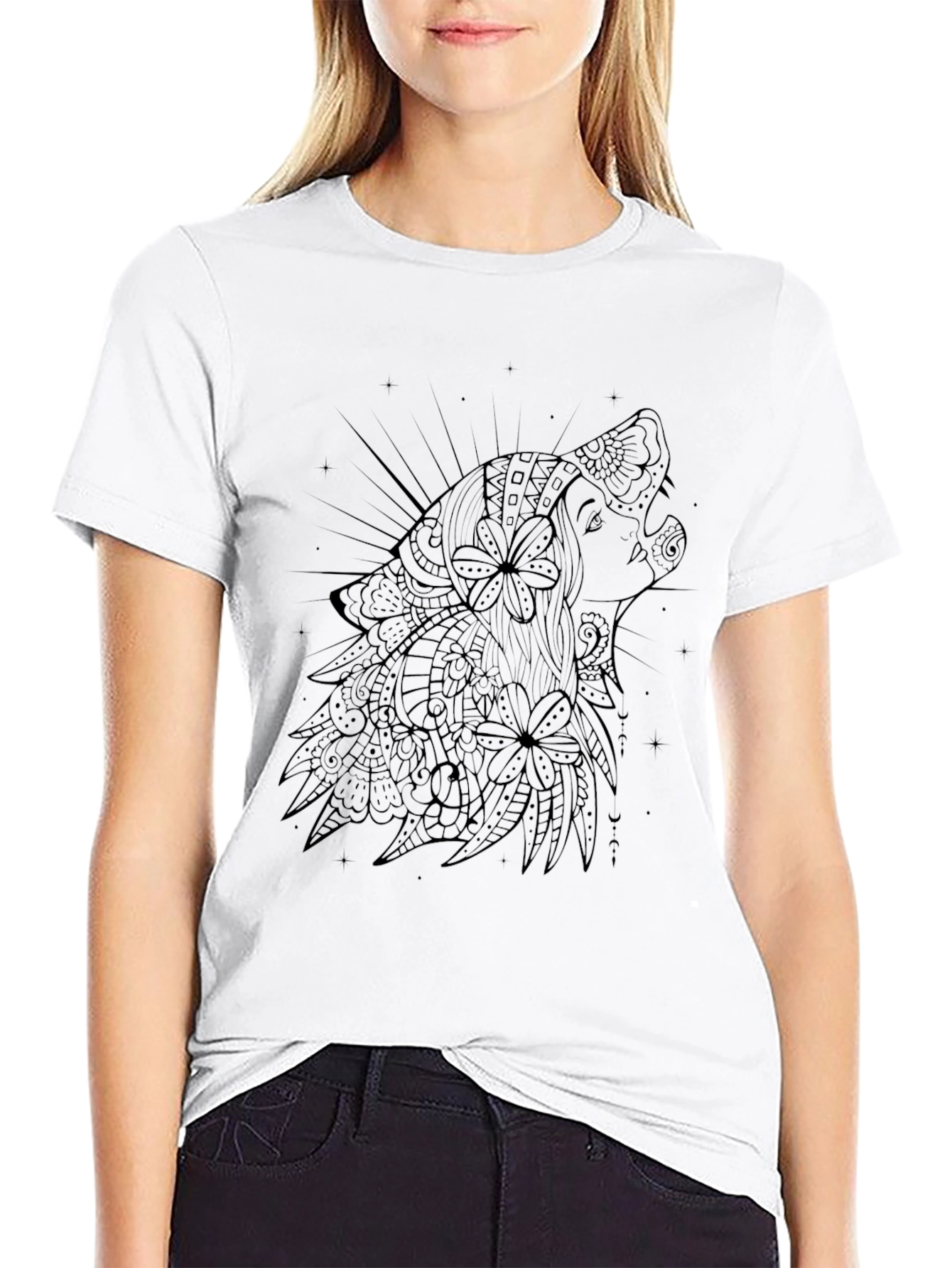 Wolf Lady Graphic Black Tee