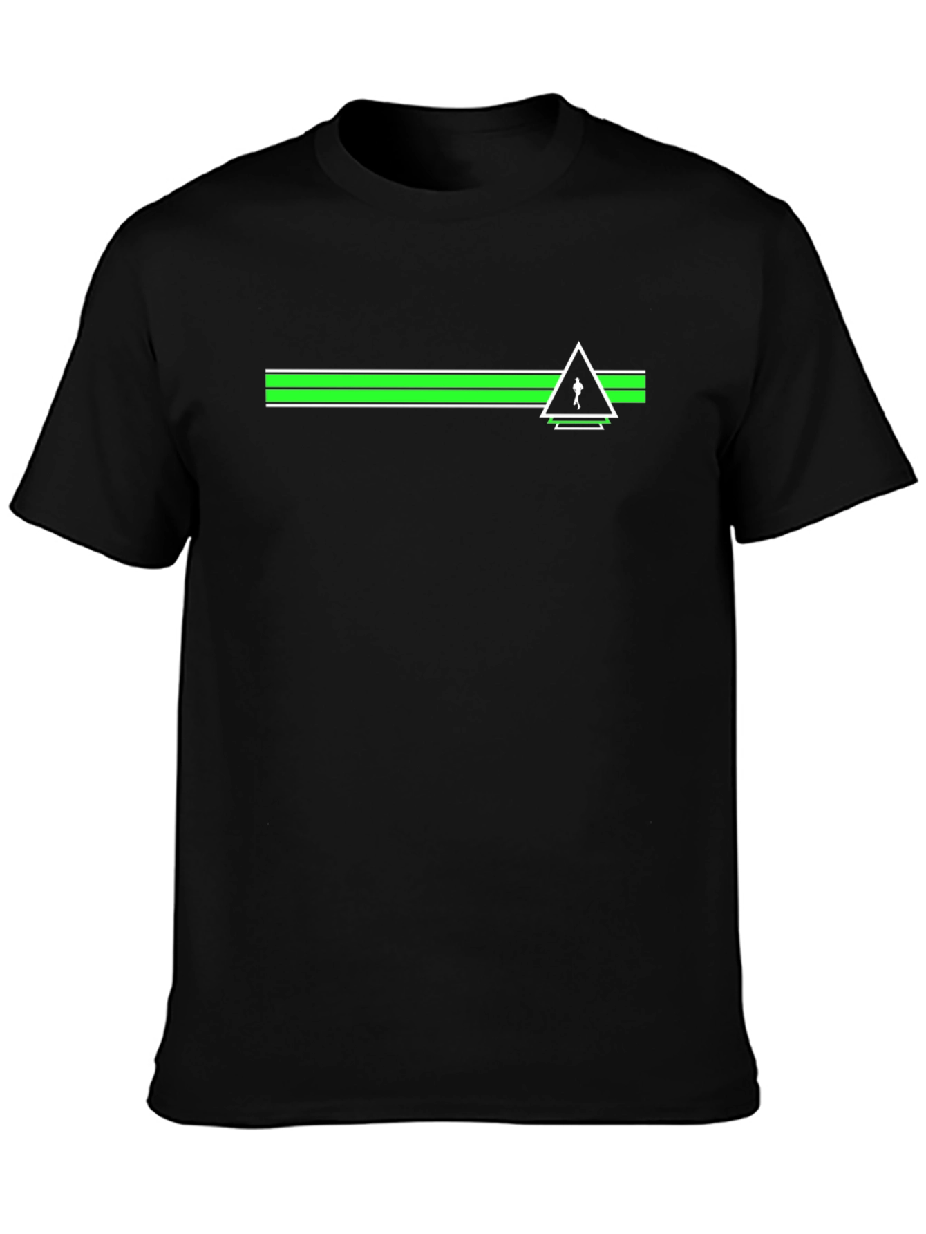 Geometric Skier T-Shirt - Modern Green & Black Tee