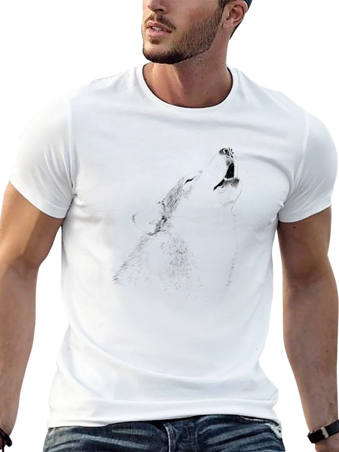 Mens Black Crew Neck Graphic T-Shirt