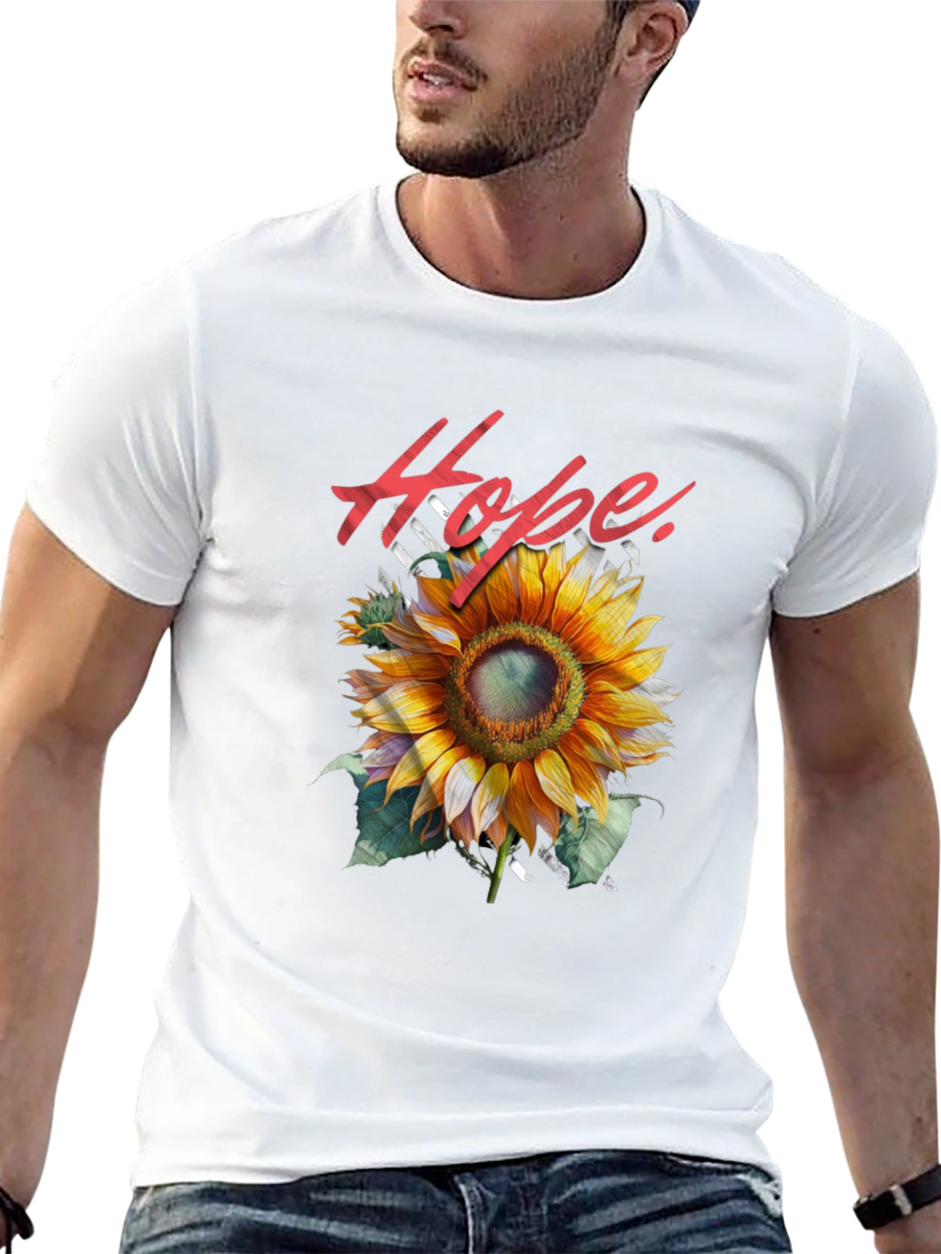 Hope Sunflower Graphic Tee - Black Cotton Blend