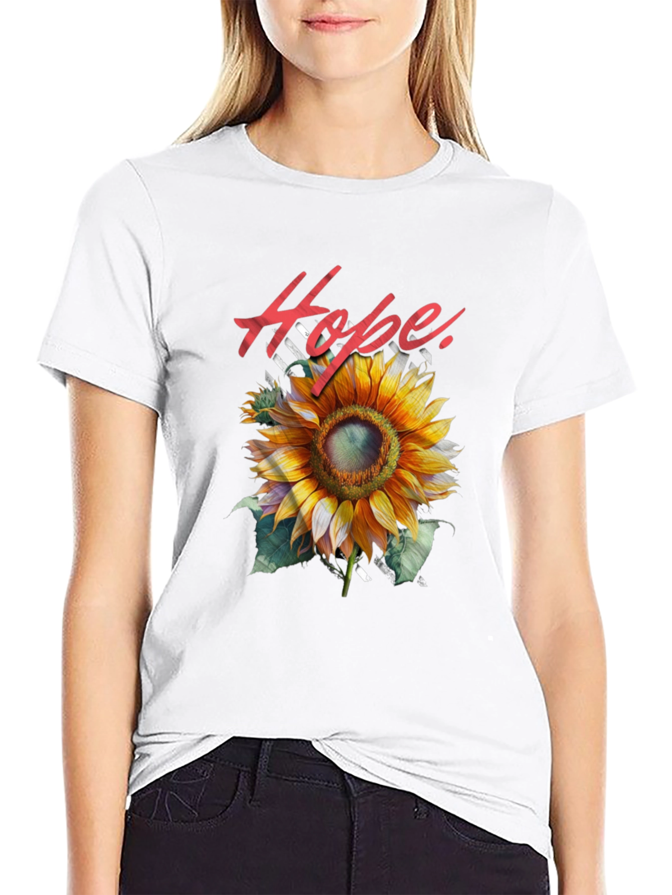 Hope Sunflower Graphic Tee - Black Cotton Blend