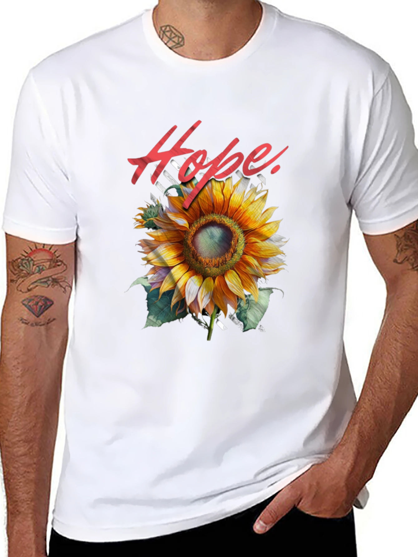 Hope Sunflower Graphic Tee - Black Cotton Blend