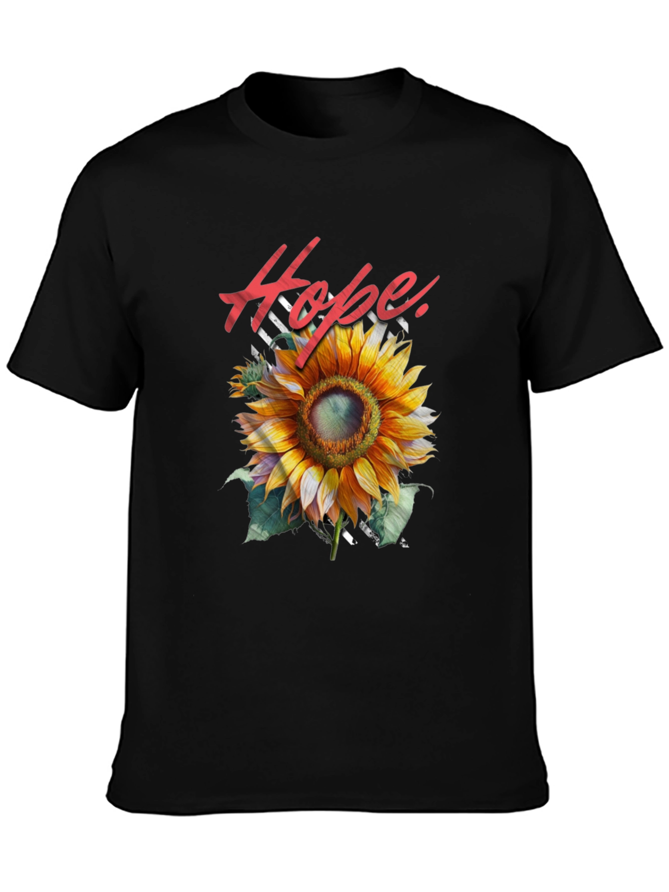 Hope Sunflower Graphic Tee - Black Cotton Blend