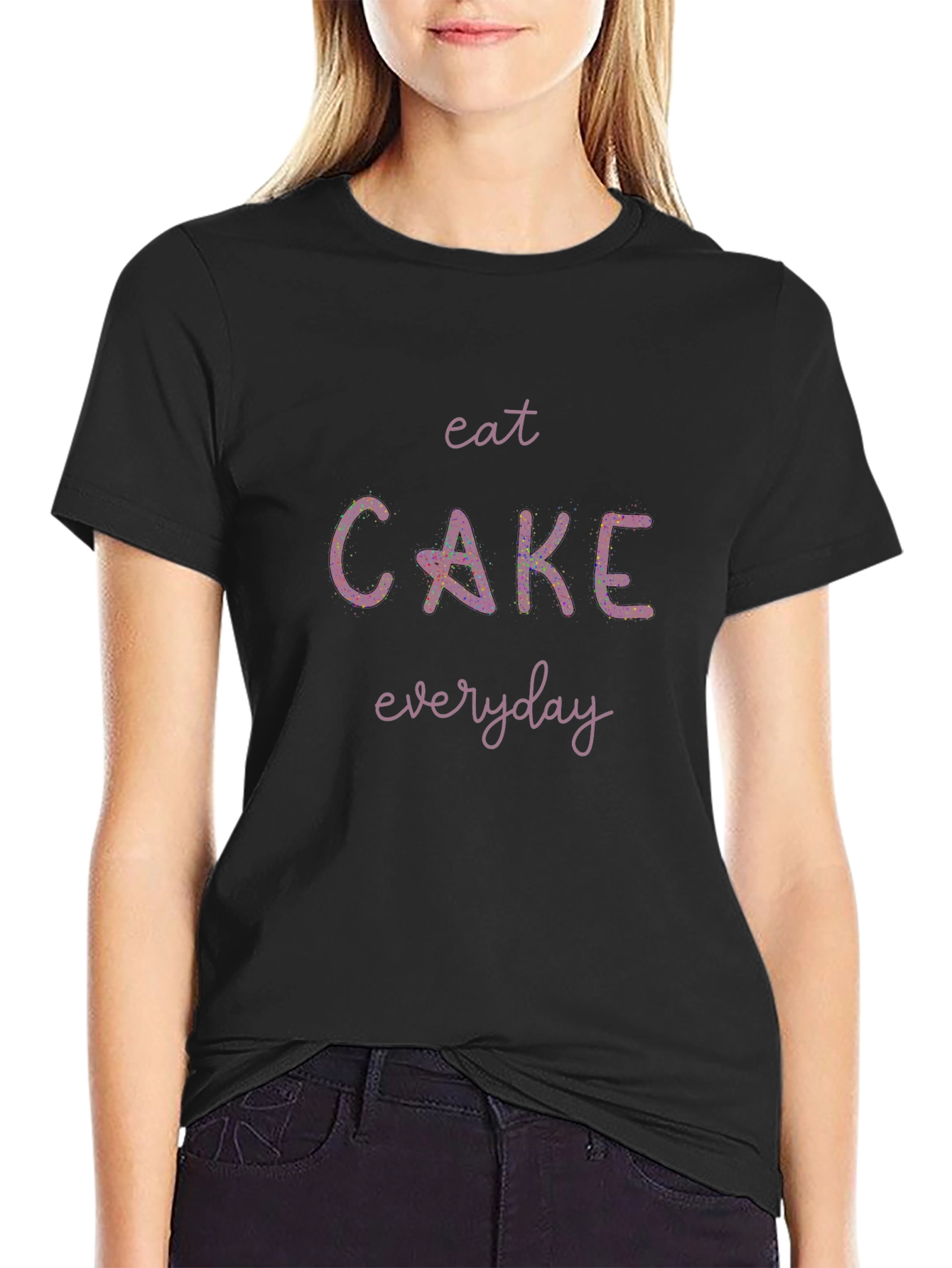 Eat Cake Everyday Black T-Shirt
