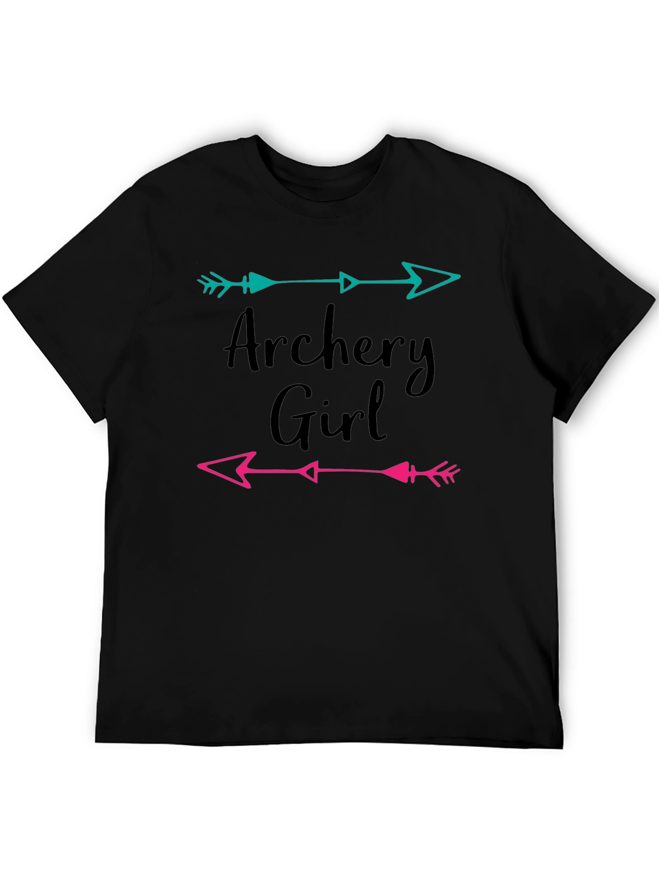 Archery Girl Arrow Graphic Tee - Black Cotton T-Shirt