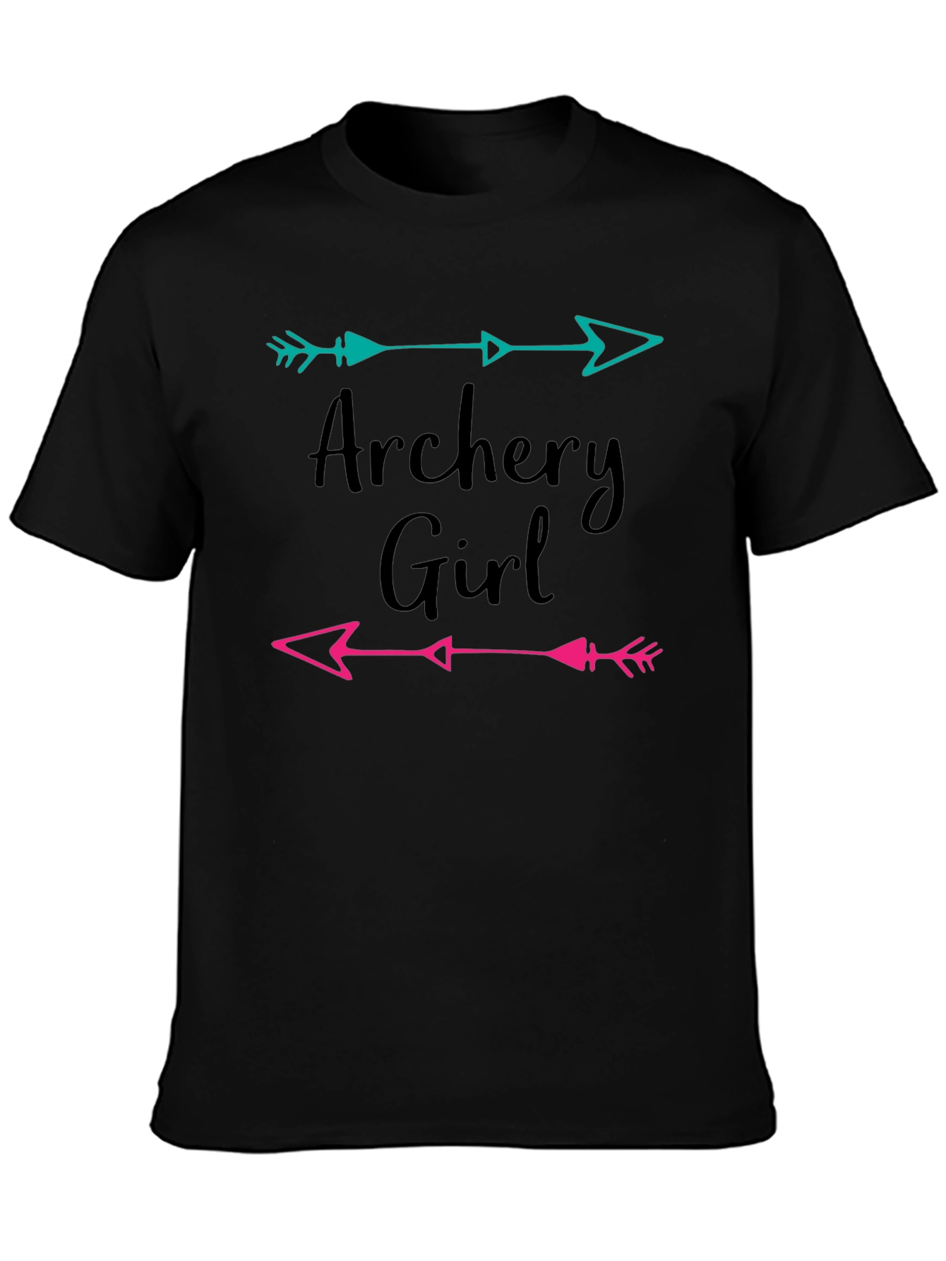 Archery Girl Arrow Graphic Tee - Black Cotton T-Shirt