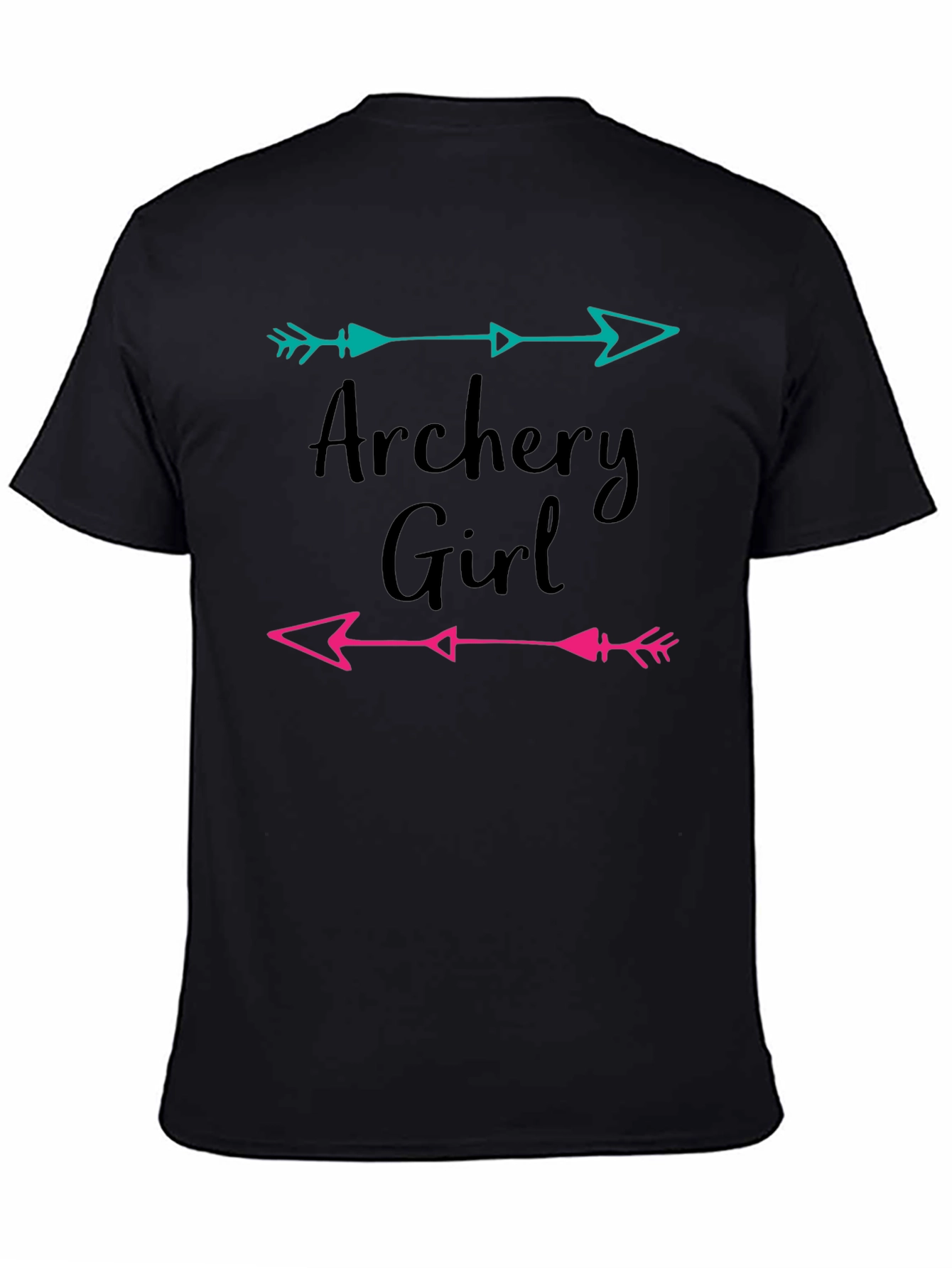 Archery Girl Arrow Graphic Tee - Black Cotton T-Shirt
