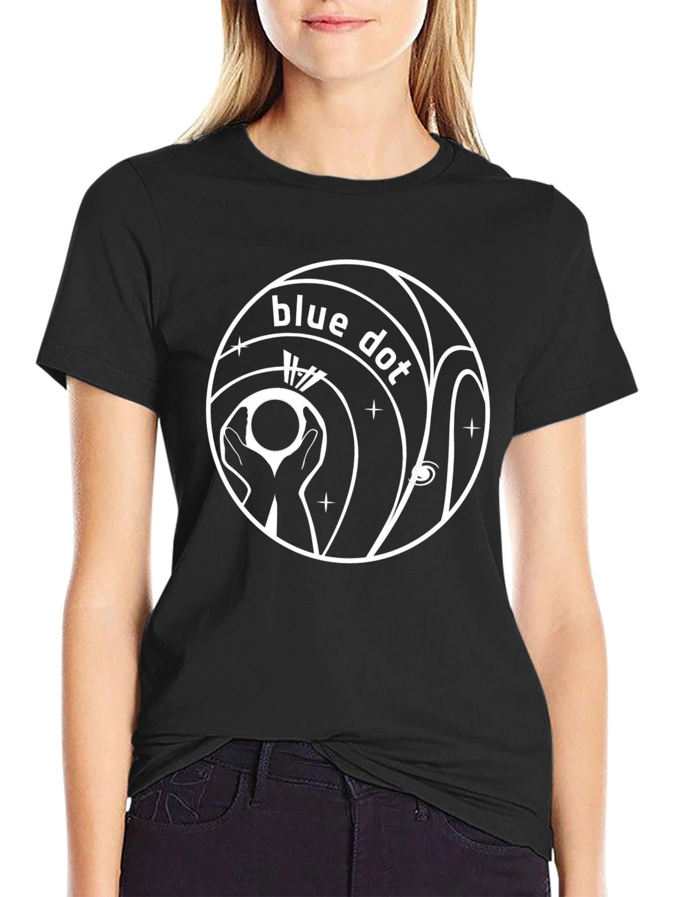 Blue Dot Graphic Black Tee