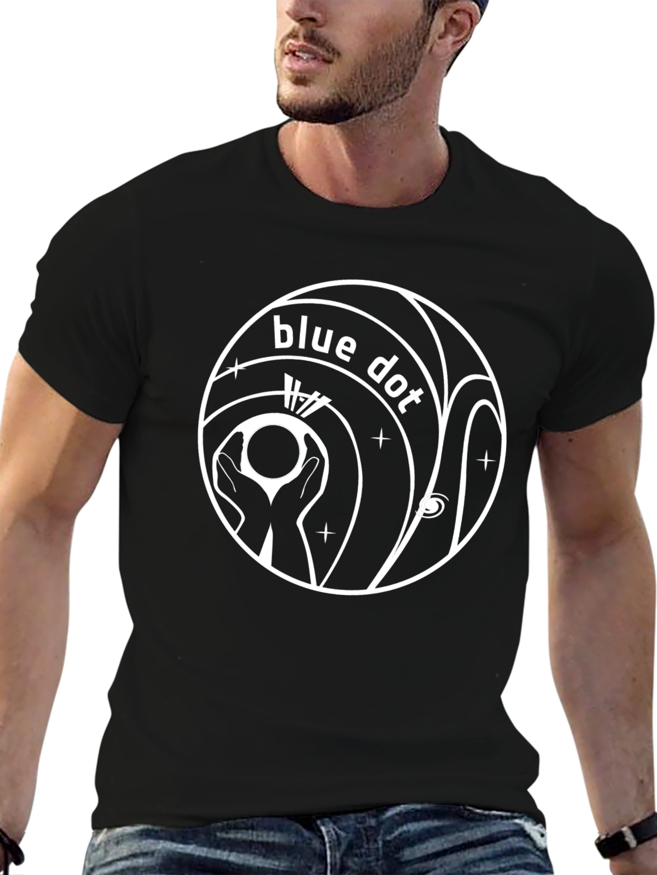 Blue Dot Graphic Black Tee