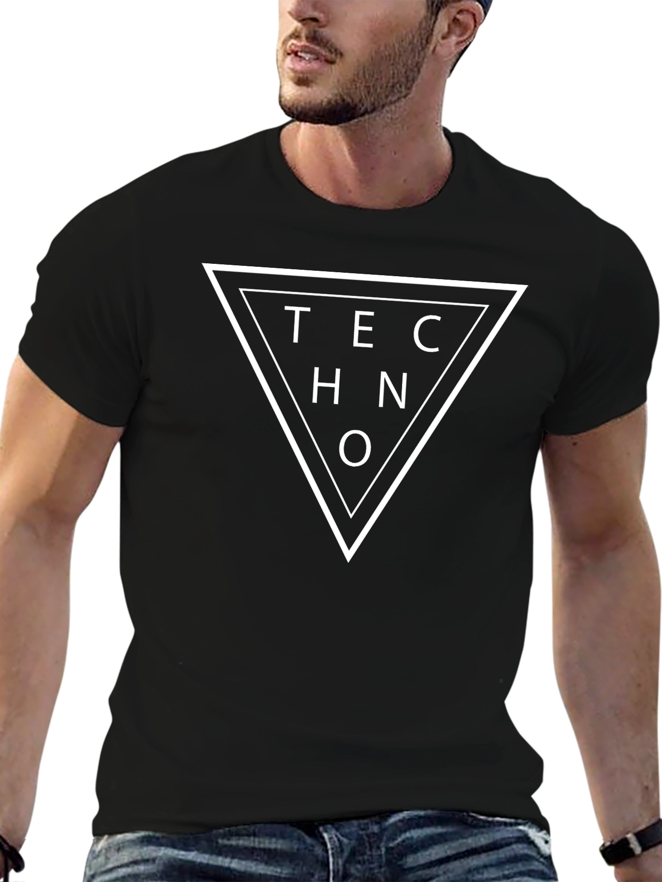 Techno Triangle Graphic Tee - Modern Music Shirt
