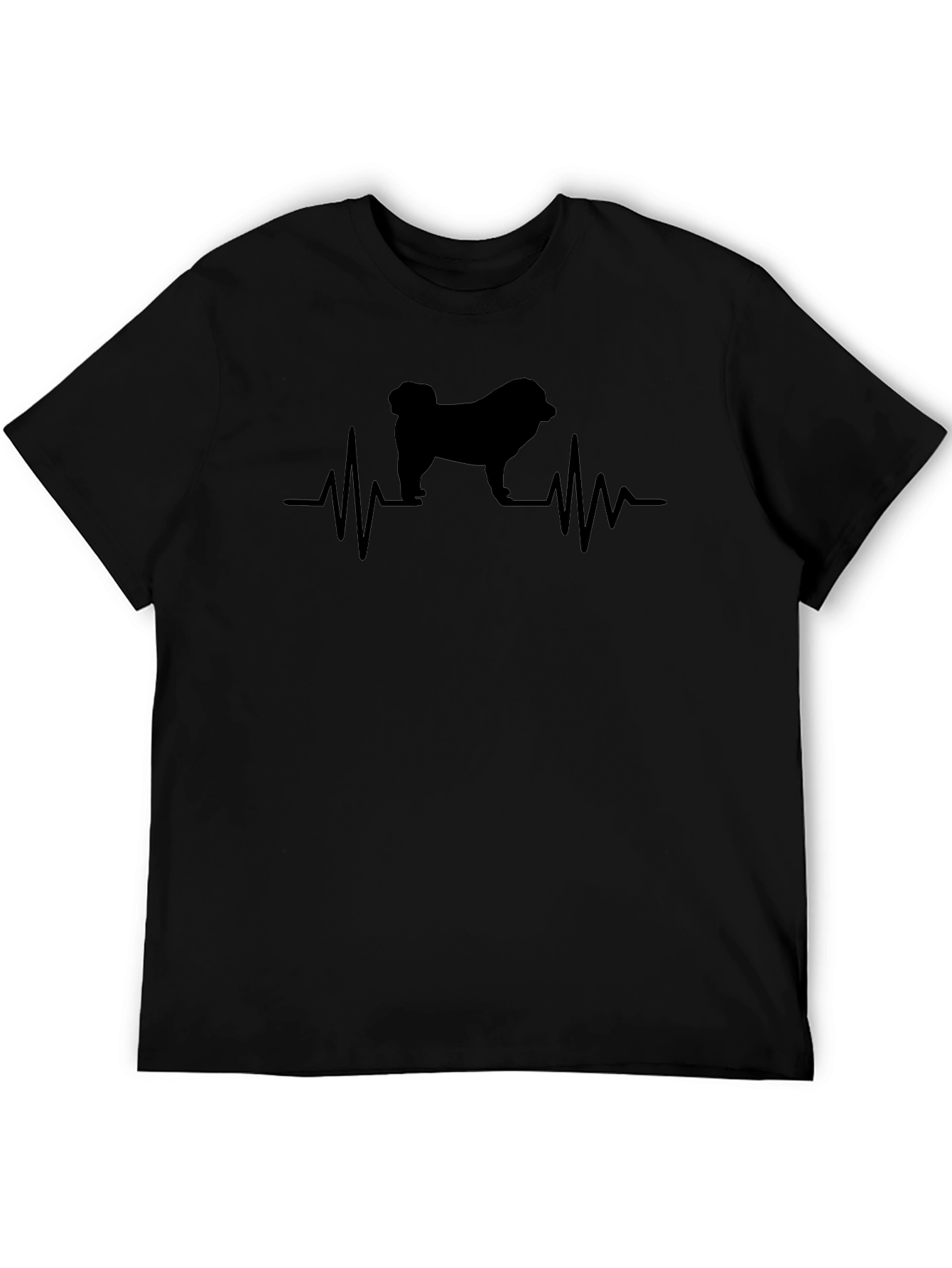 Pug Heartbeat T-Shirt - Black