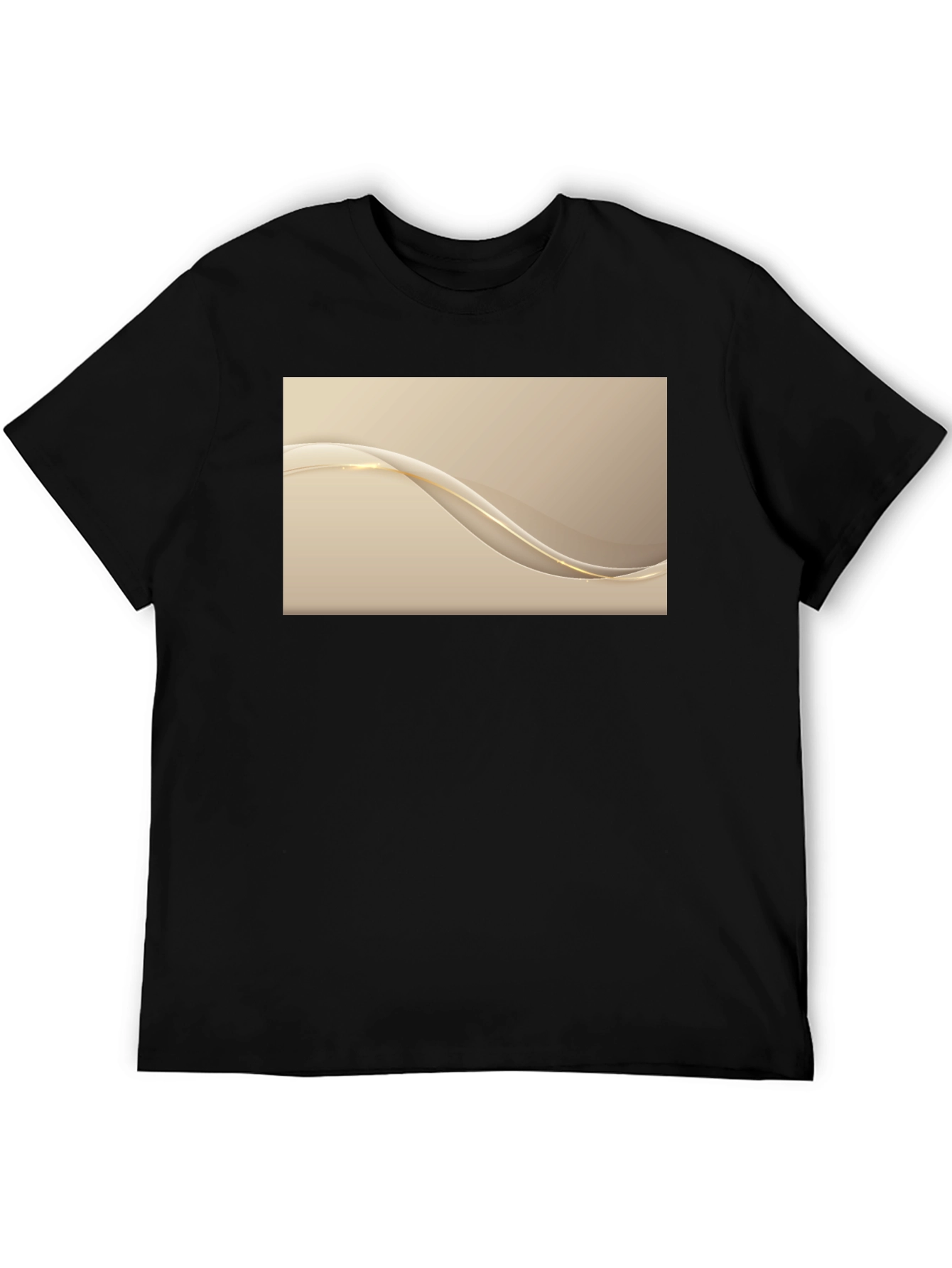Elegant Wave Design Black T-Shirt