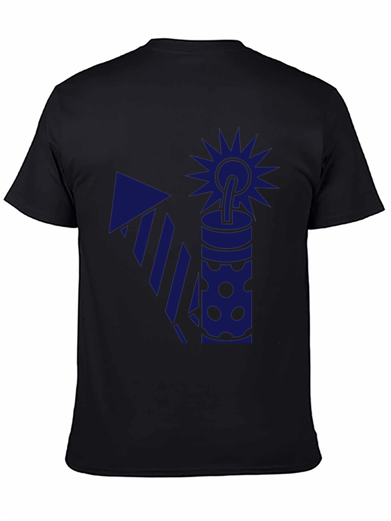 Blue Firework Graphic Black T-Shirt