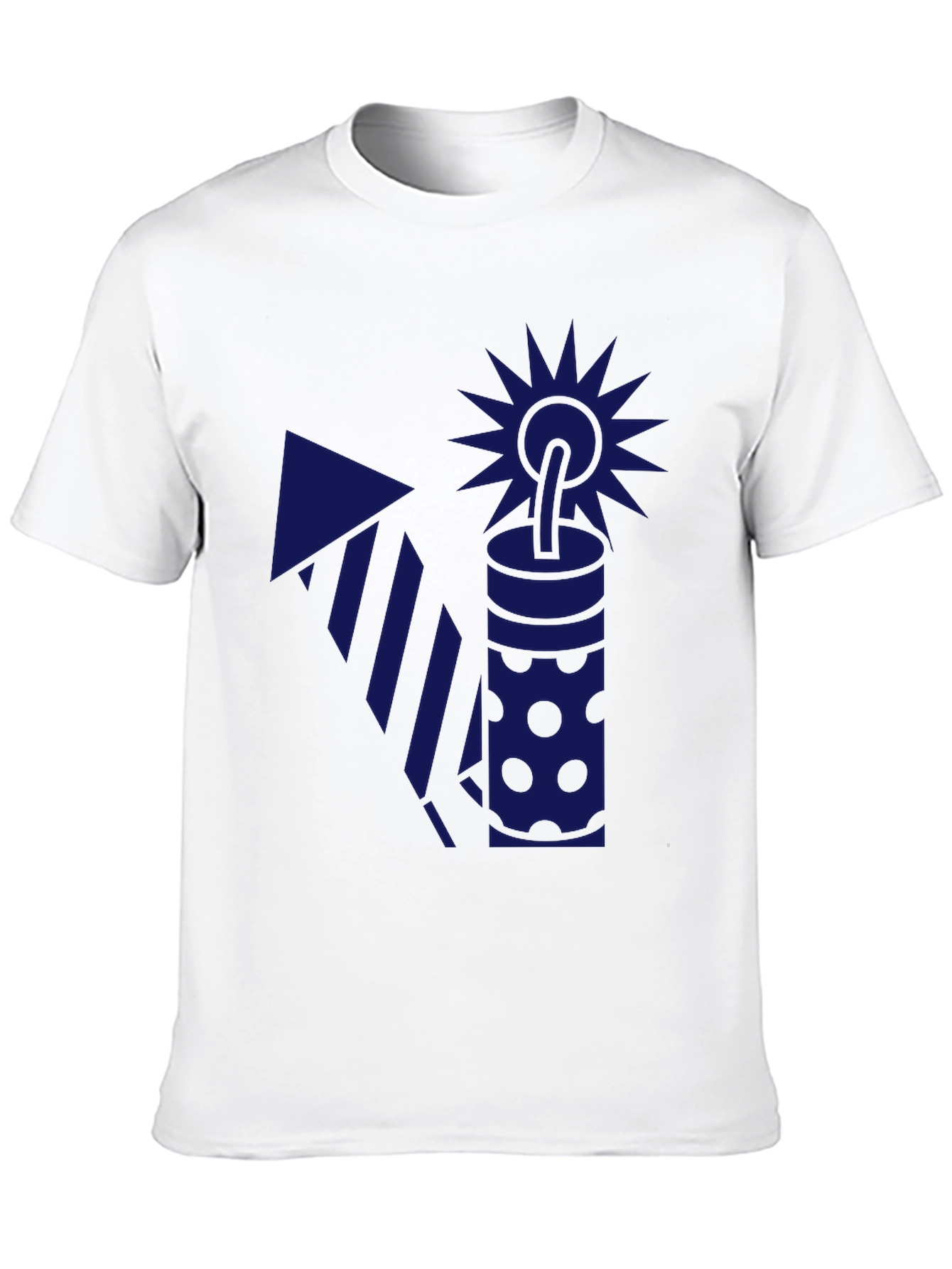 Blue Firework Graphic Black T-Shirt