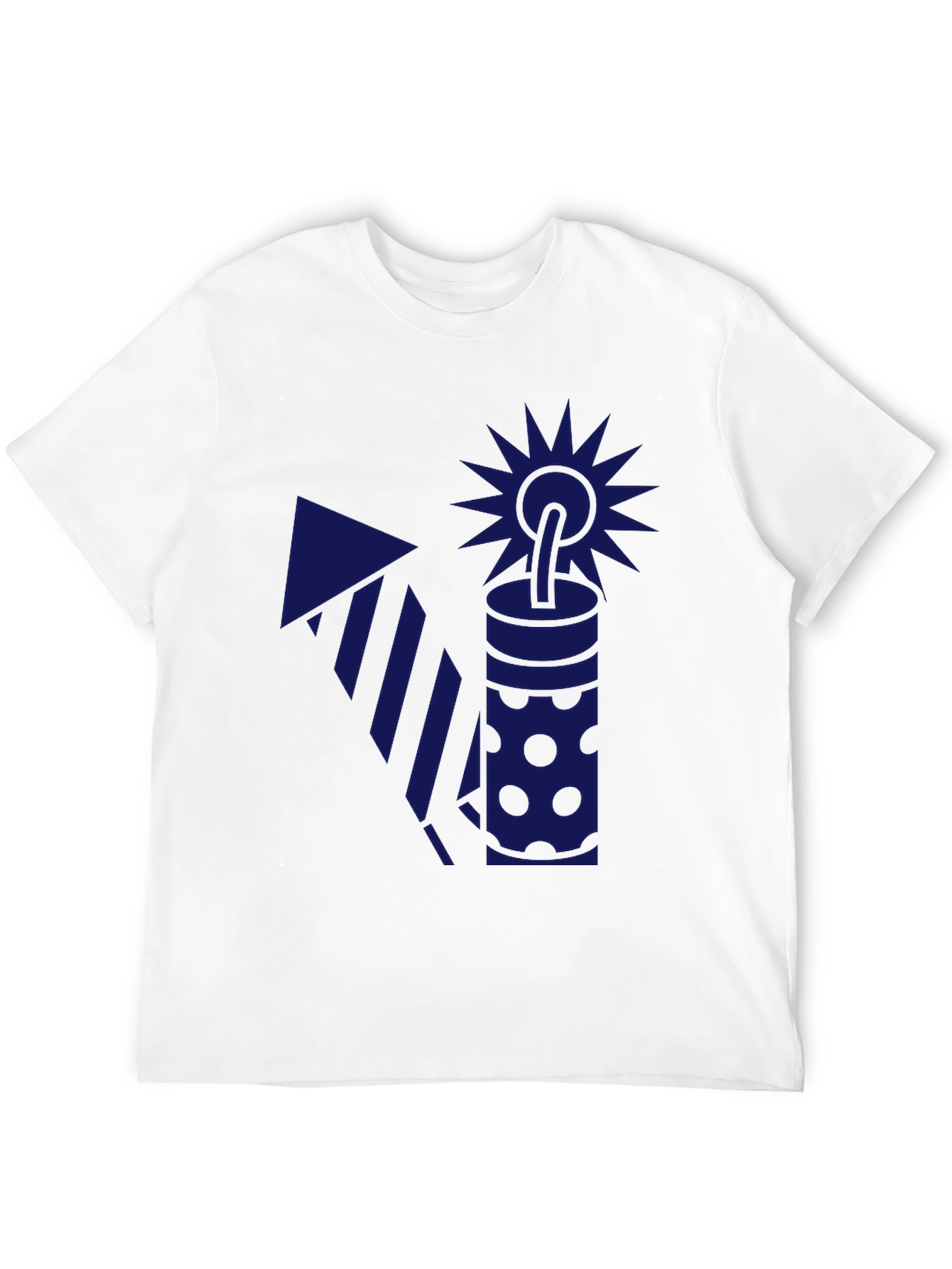 Blue Firework Graphic Black T-Shirt