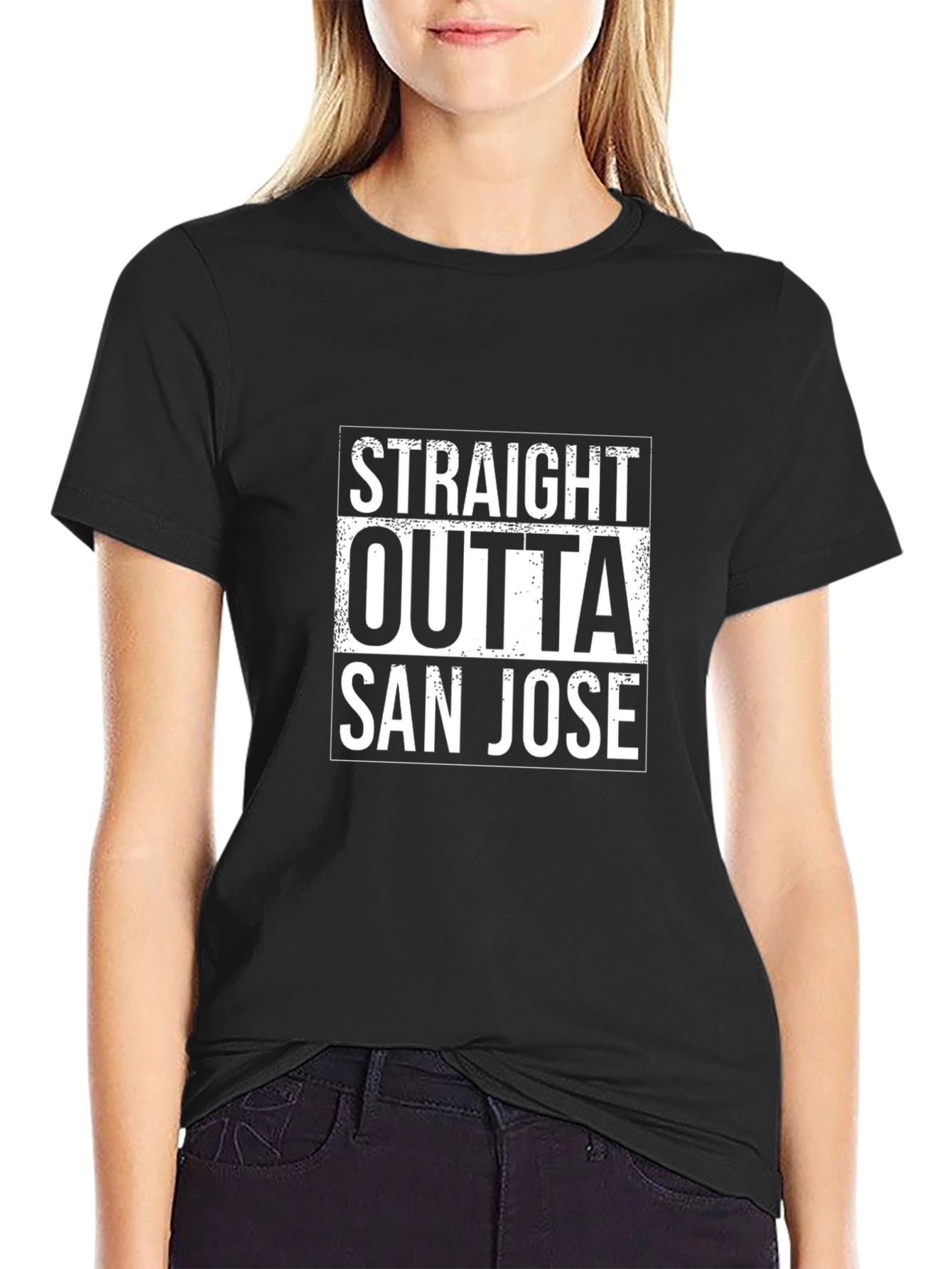 Straight Outta San Jose Black T-Shirt