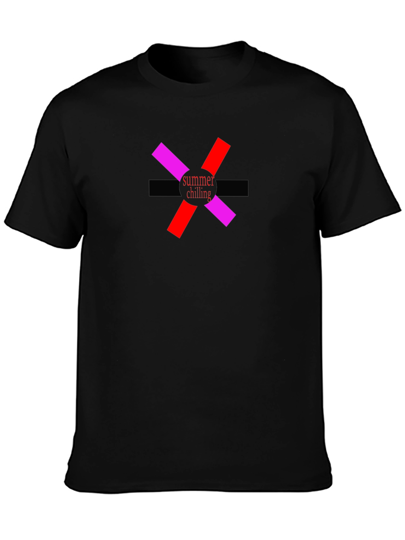 Summer Chilling Graphic Tee - Black Cotton T-Shirt