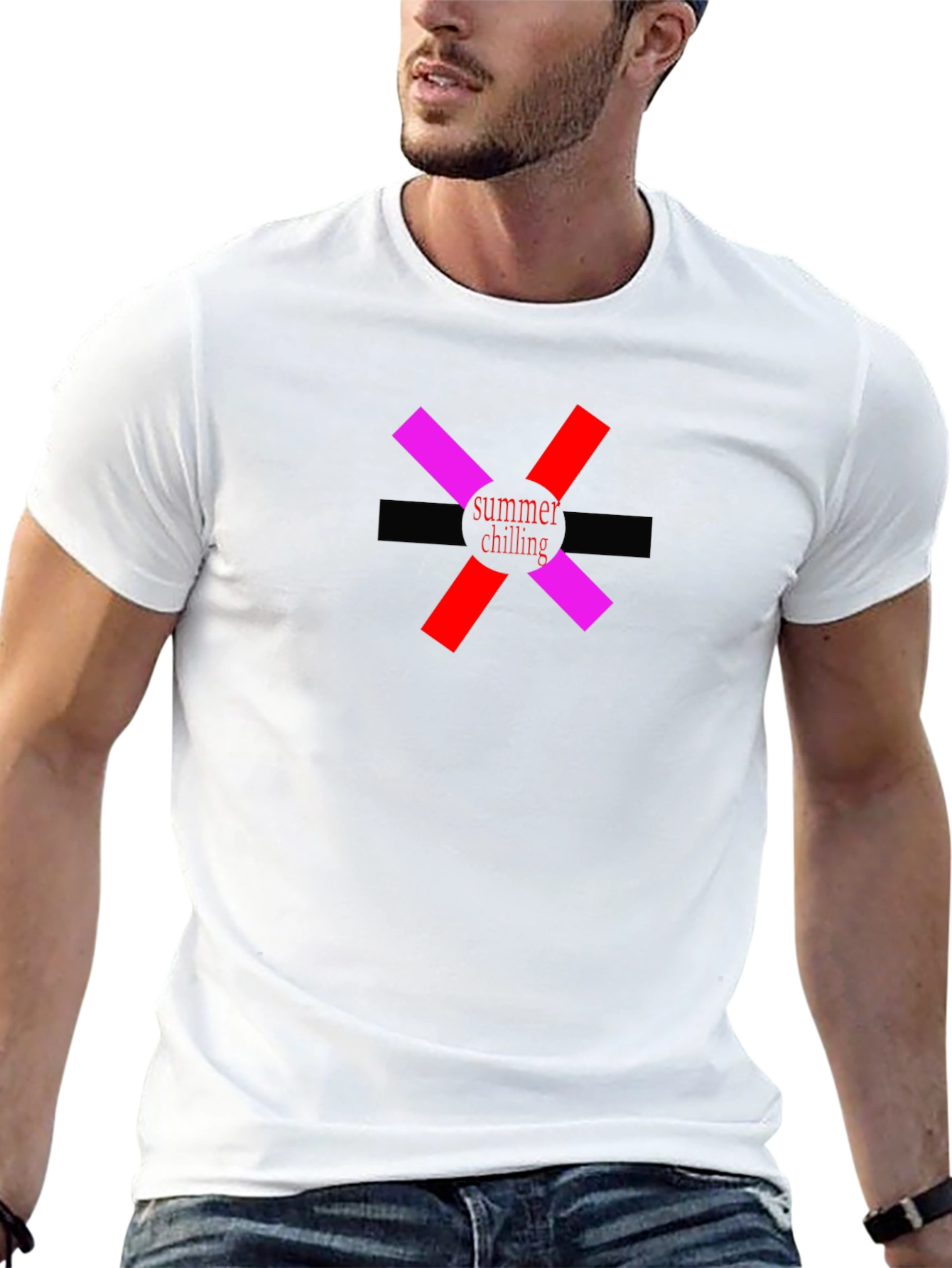 Summer Chilling Graphic Tee - Black Cotton T-Shirt