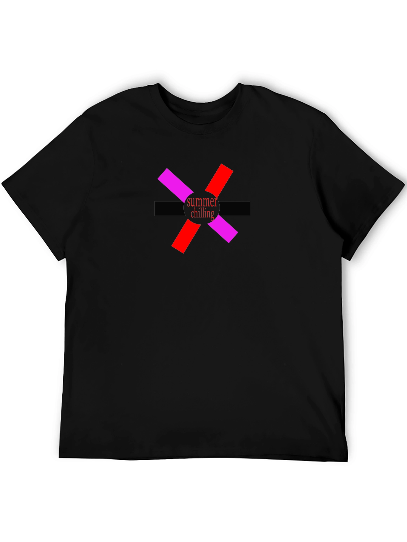 Summer Chilling Graphic Tee - Black Cotton T-Shirt