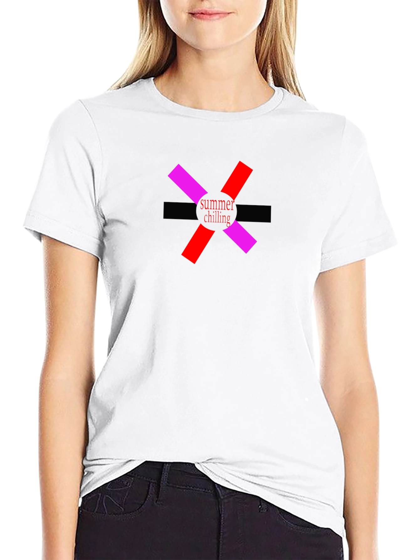 Summer Chilling Graphic Tee - Black Cotton T-Shirt