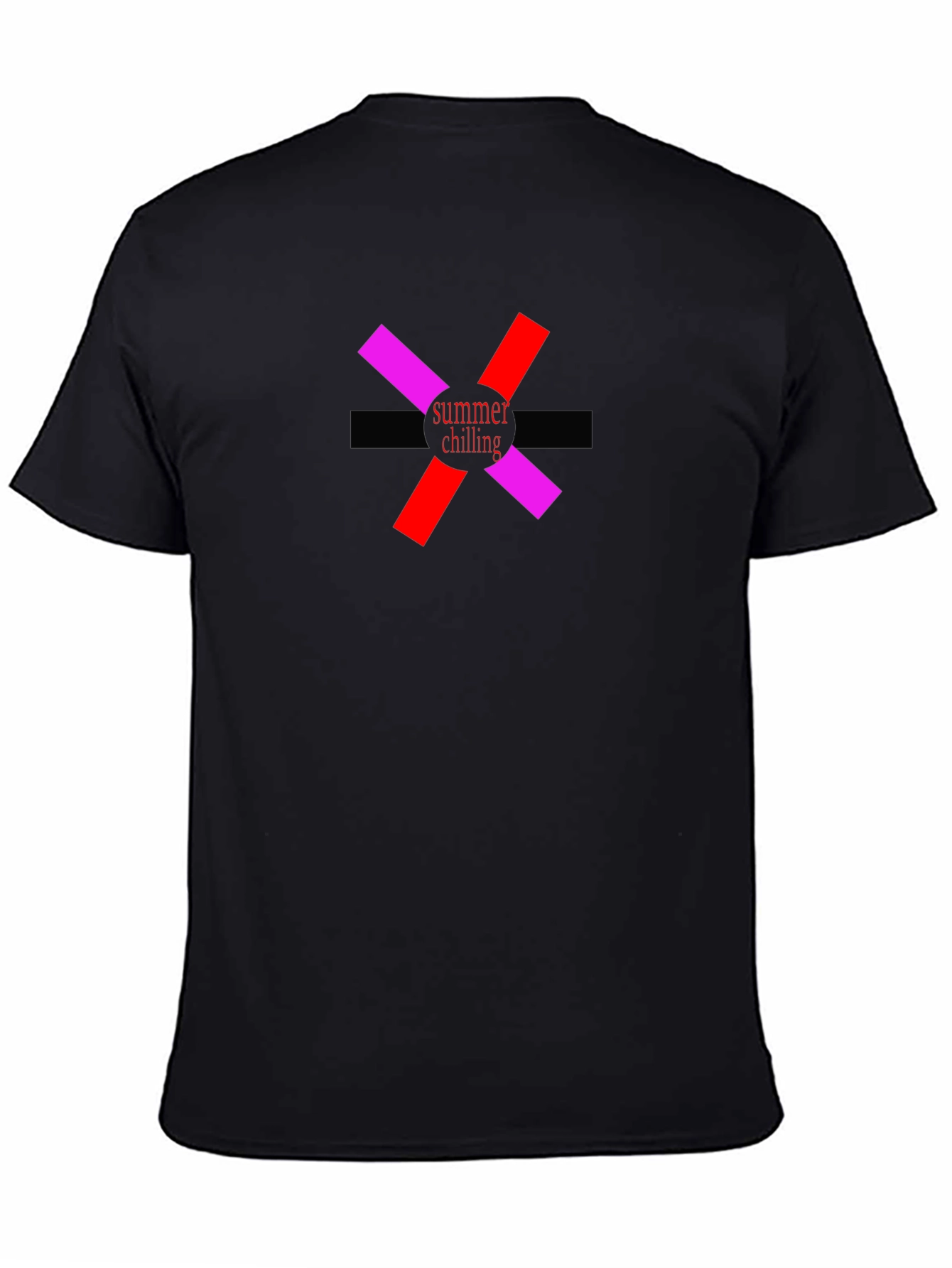 Summer Chilling Graphic Tee - Black Cotton T-Shirt