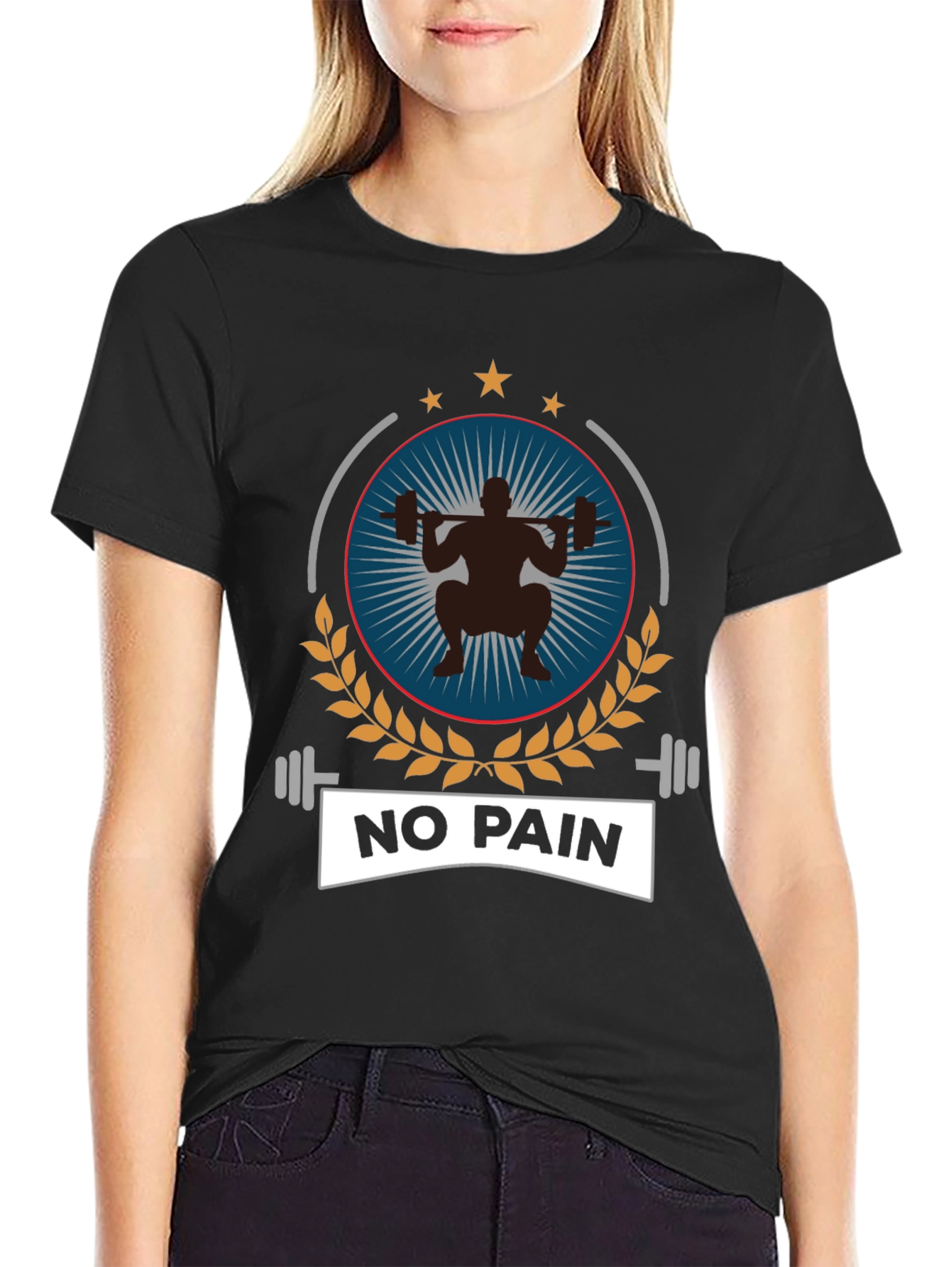 No Pain Gym T-Shirt Black Workout Fitness