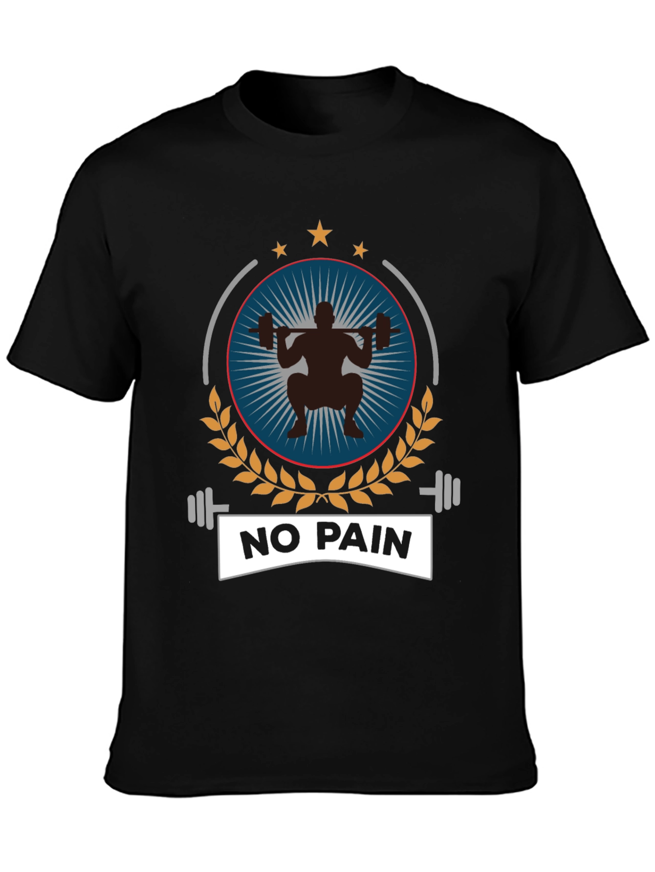 No Pain Gym T-Shirt Black Workout Fitness