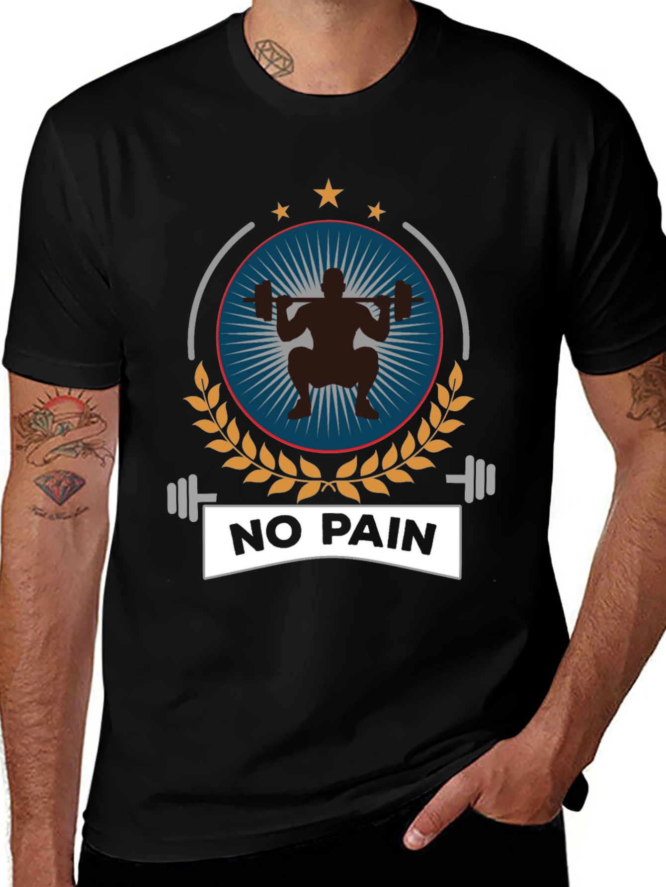 No Pain Gym T-Shirt Black Workout Fitness