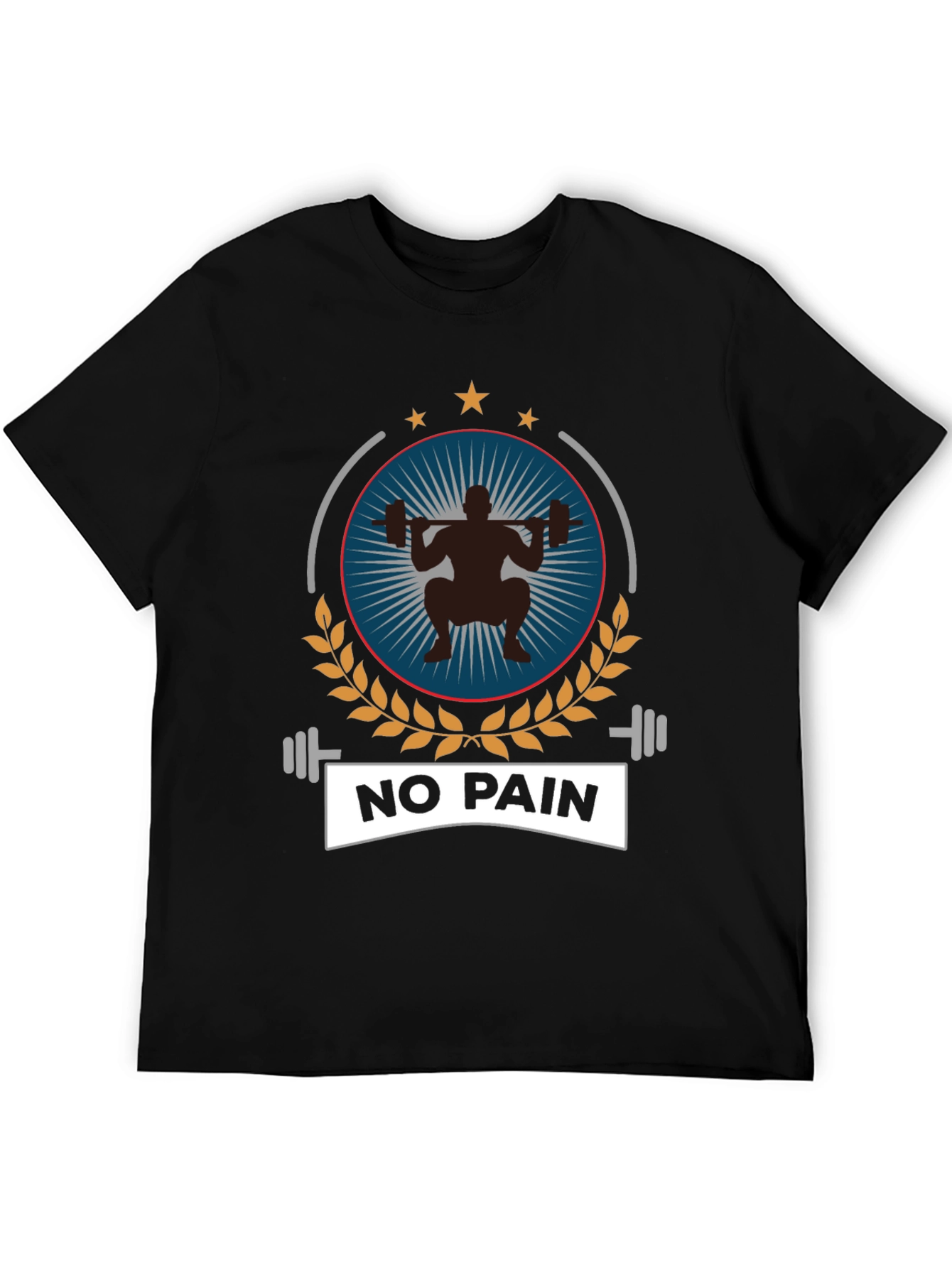 No Pain Gym T-Shirt Black Workout Fitness