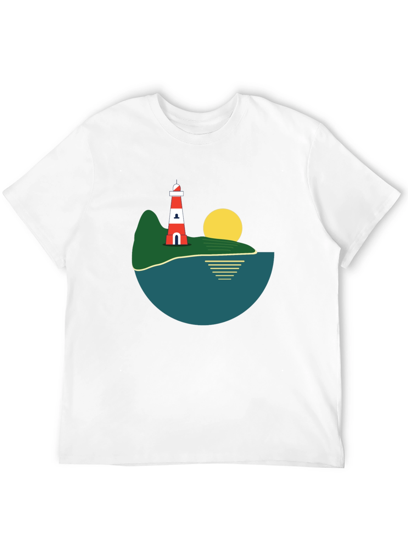 Lighthouse Island Graphic Tee - Stylish Black T-Shirt