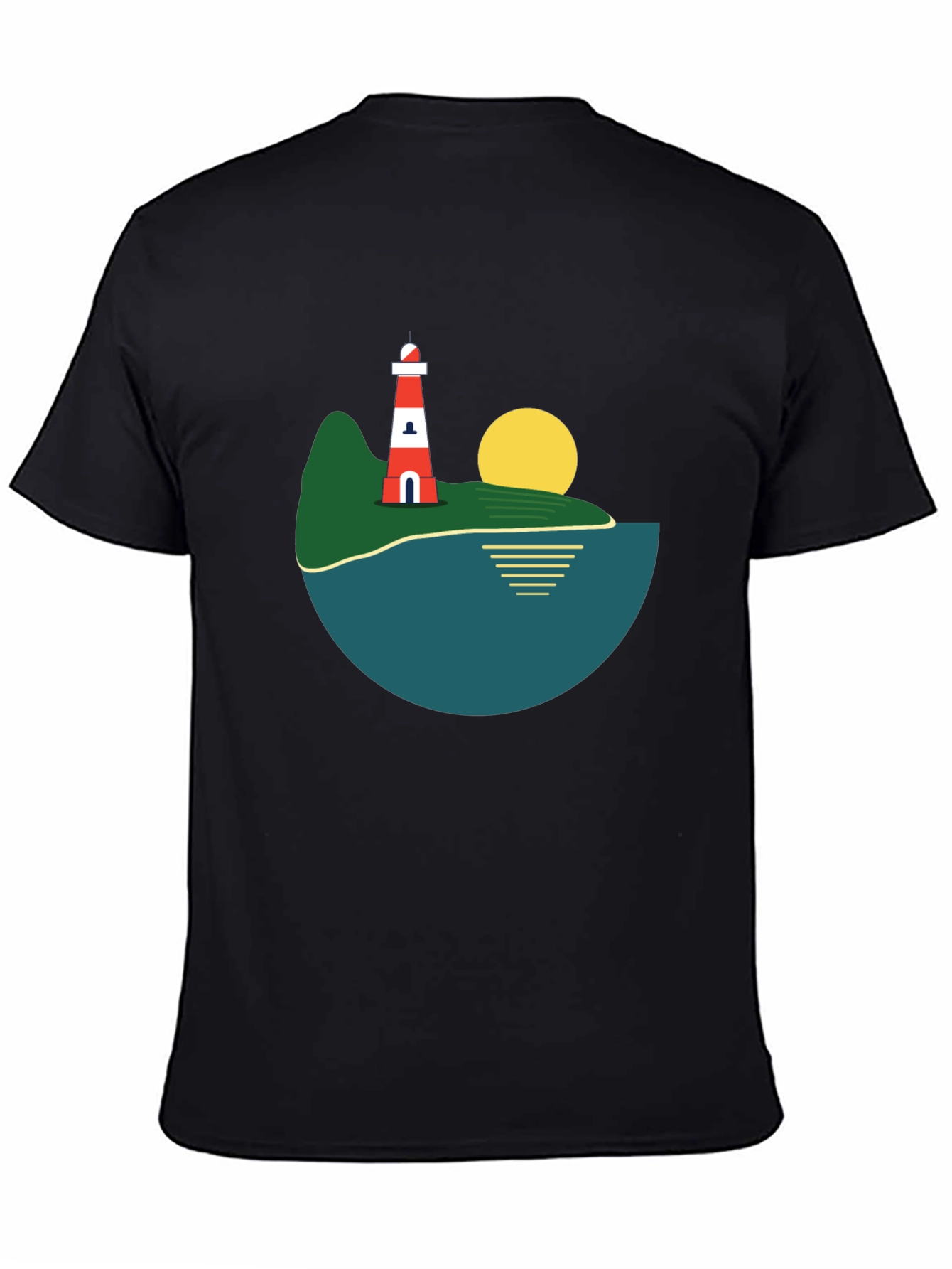 Lighthouse Island Graphic Tee - Stylish Black T-Shirt