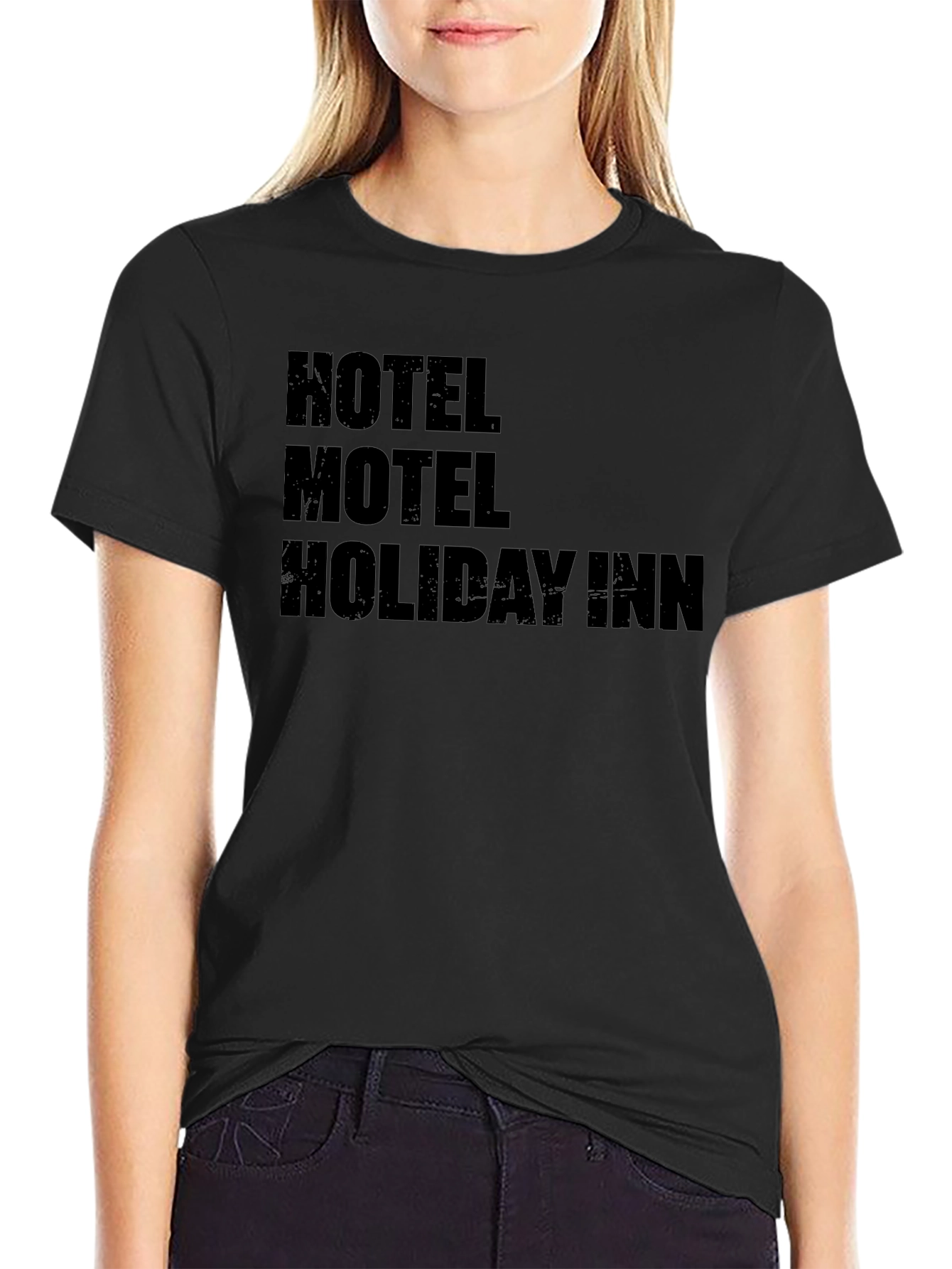 Hotel Motel Holiday Inn Black Graphic Tee