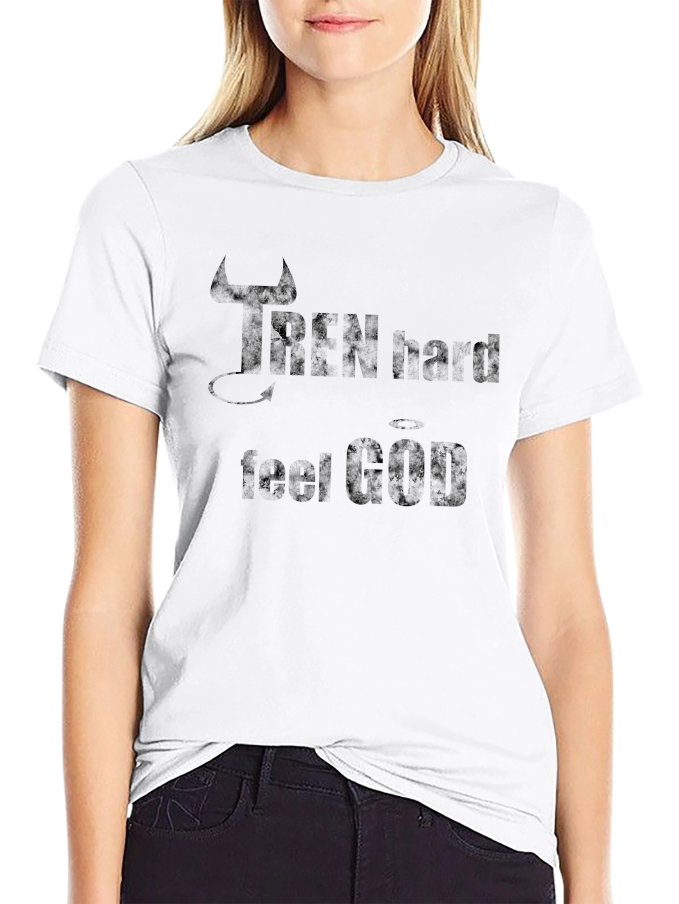 Iron Hard Feel God Mens Black Graphic T-Shirt